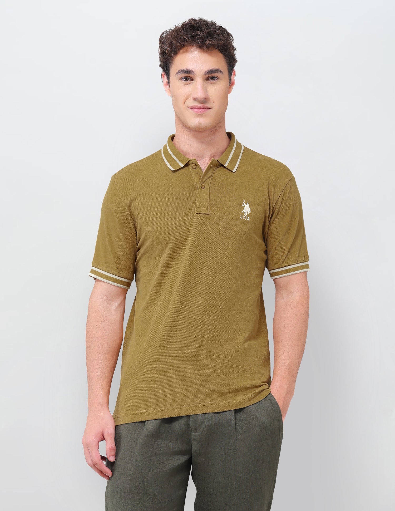 Solid Regular Fit Polo Shirt Mustard - U.S. Polo Assn. India | Large