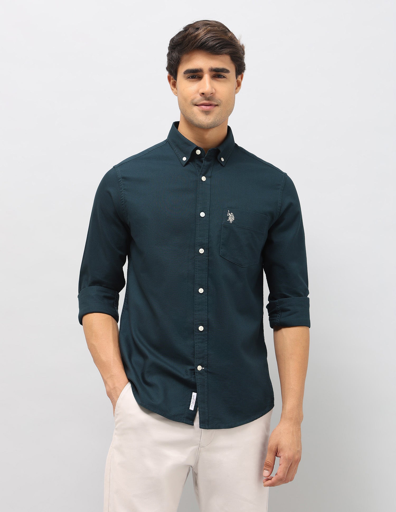 Oxford Tailored Fit Shirt Teal - U.S. Polo Assn. India | Large