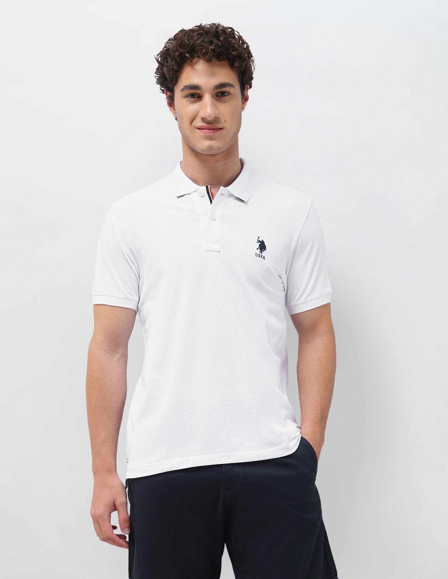 Solid Slim Fit Polo Shirt White - U.S. Polo Assn. India | Large