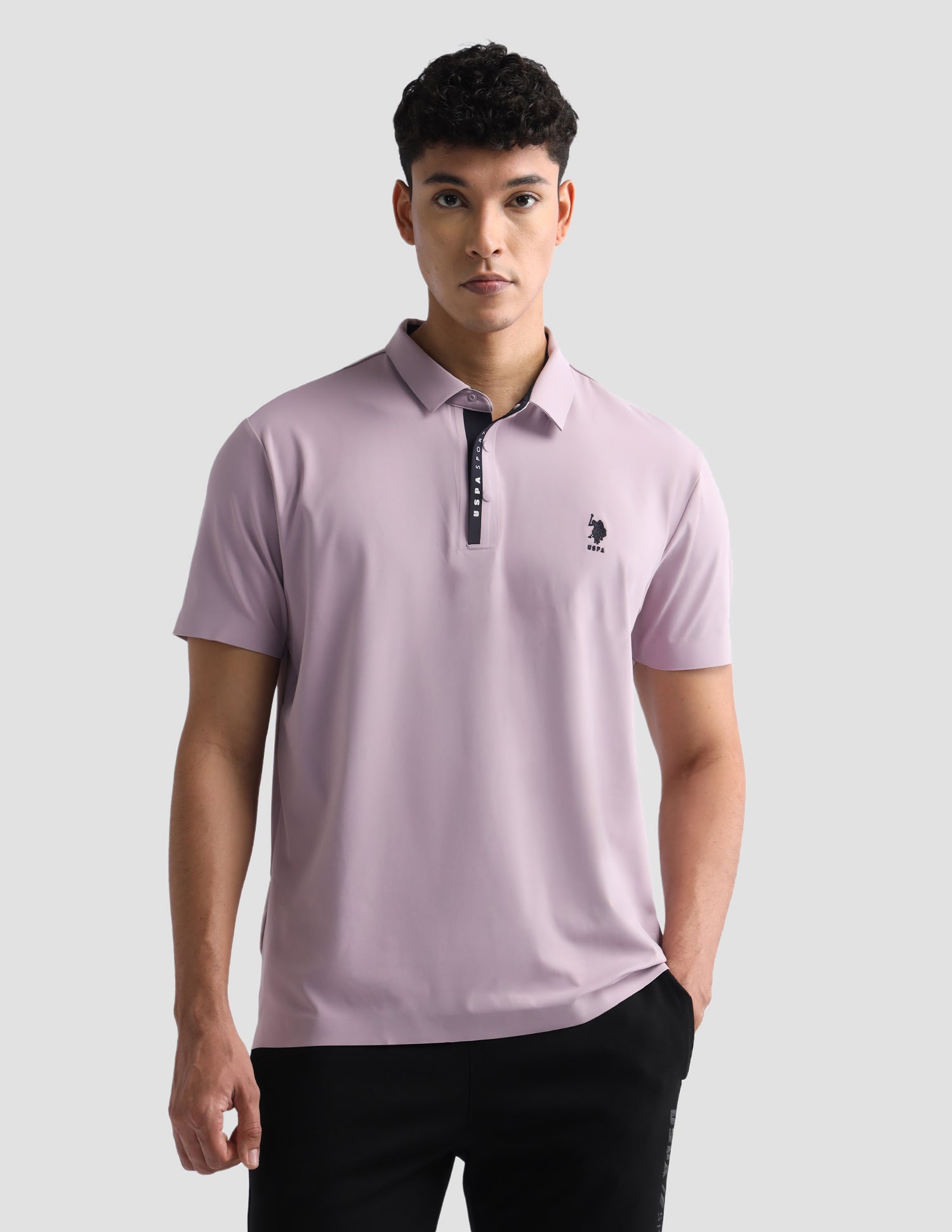 Solid Slim Fit Active Polo Shirt Pink - U.S. Polo Assn. India | Large