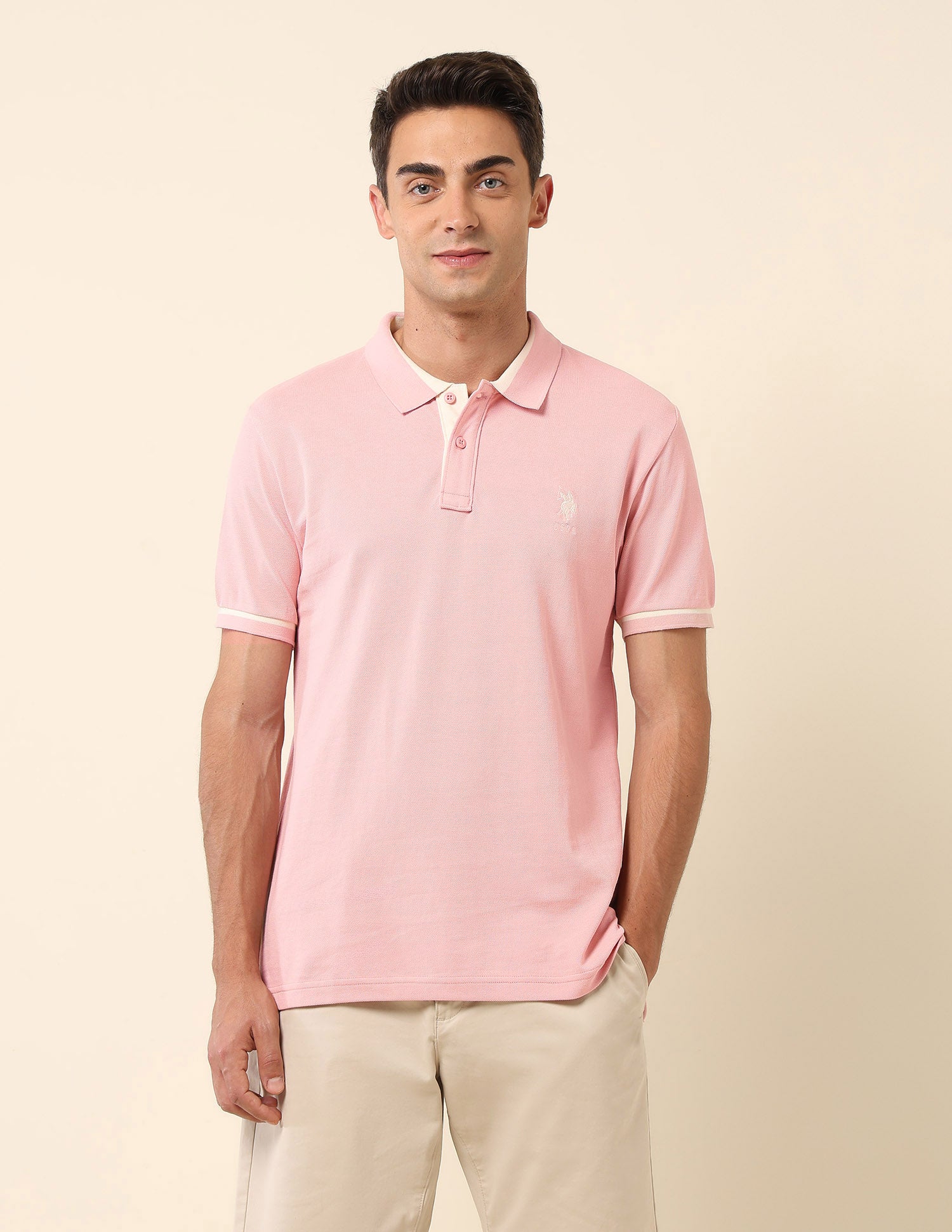 Pure Cotton Slim Fit Polo Shirt Pink - U.S. Polo Assn. India | Large