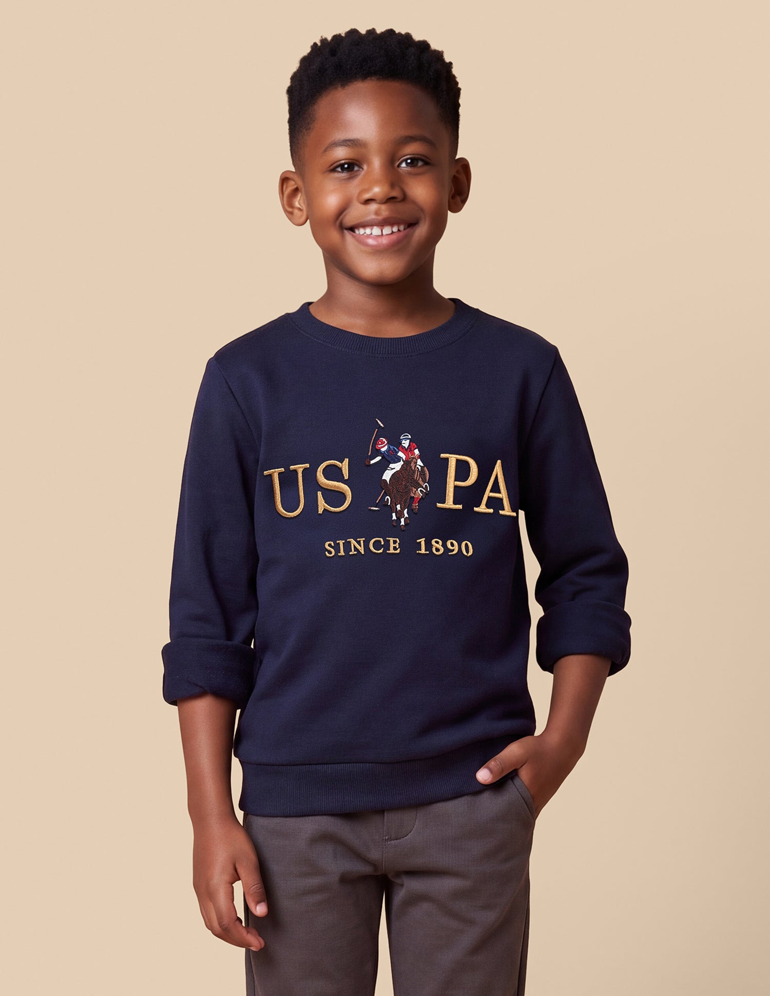 Brand Embroidered Regular Fit Sweatshirt Navy - U.S. Polo Assn. India | Large