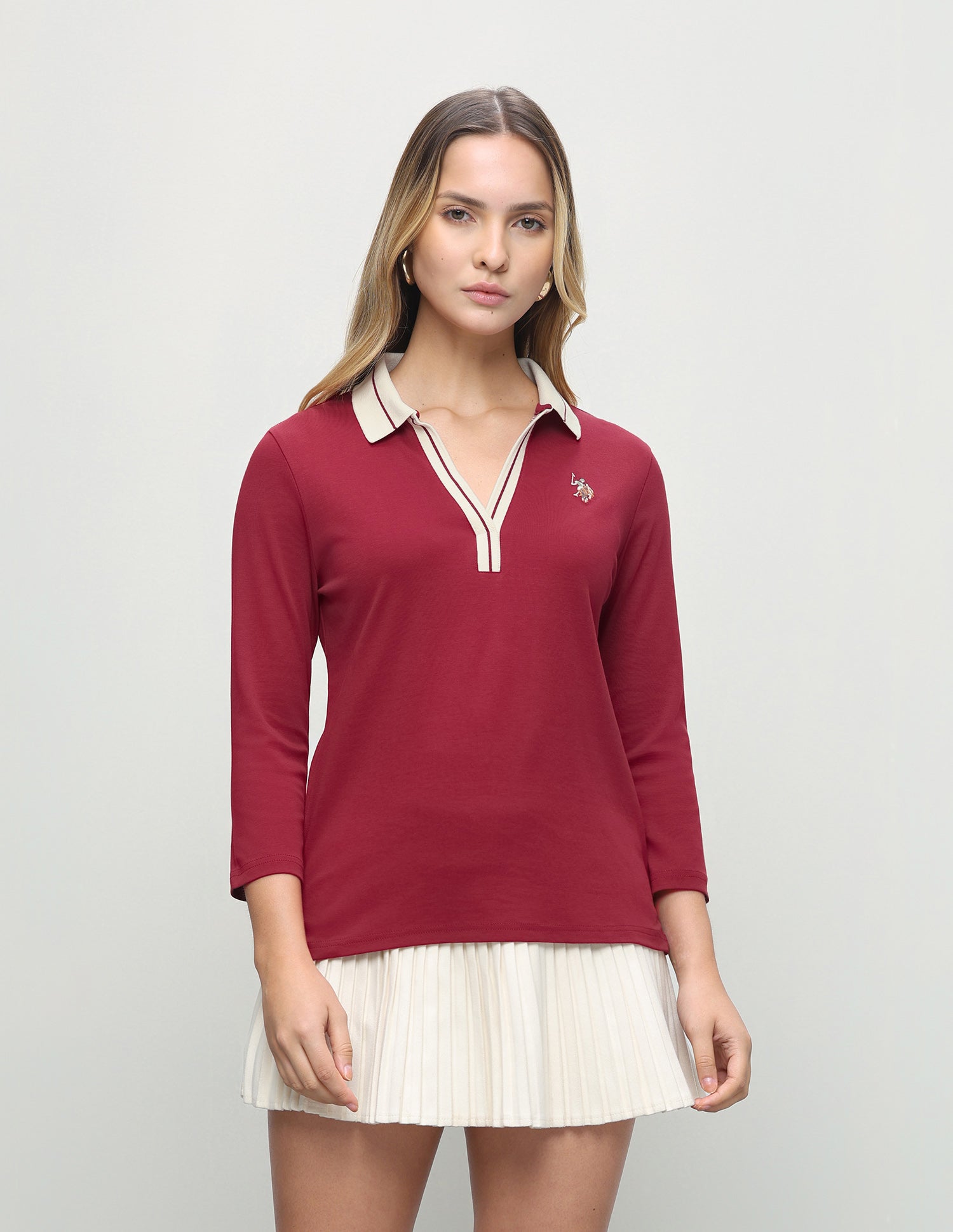 Solid Regular Fit Polo Shirt Maroon - U.S. Polo Assn. India | Large