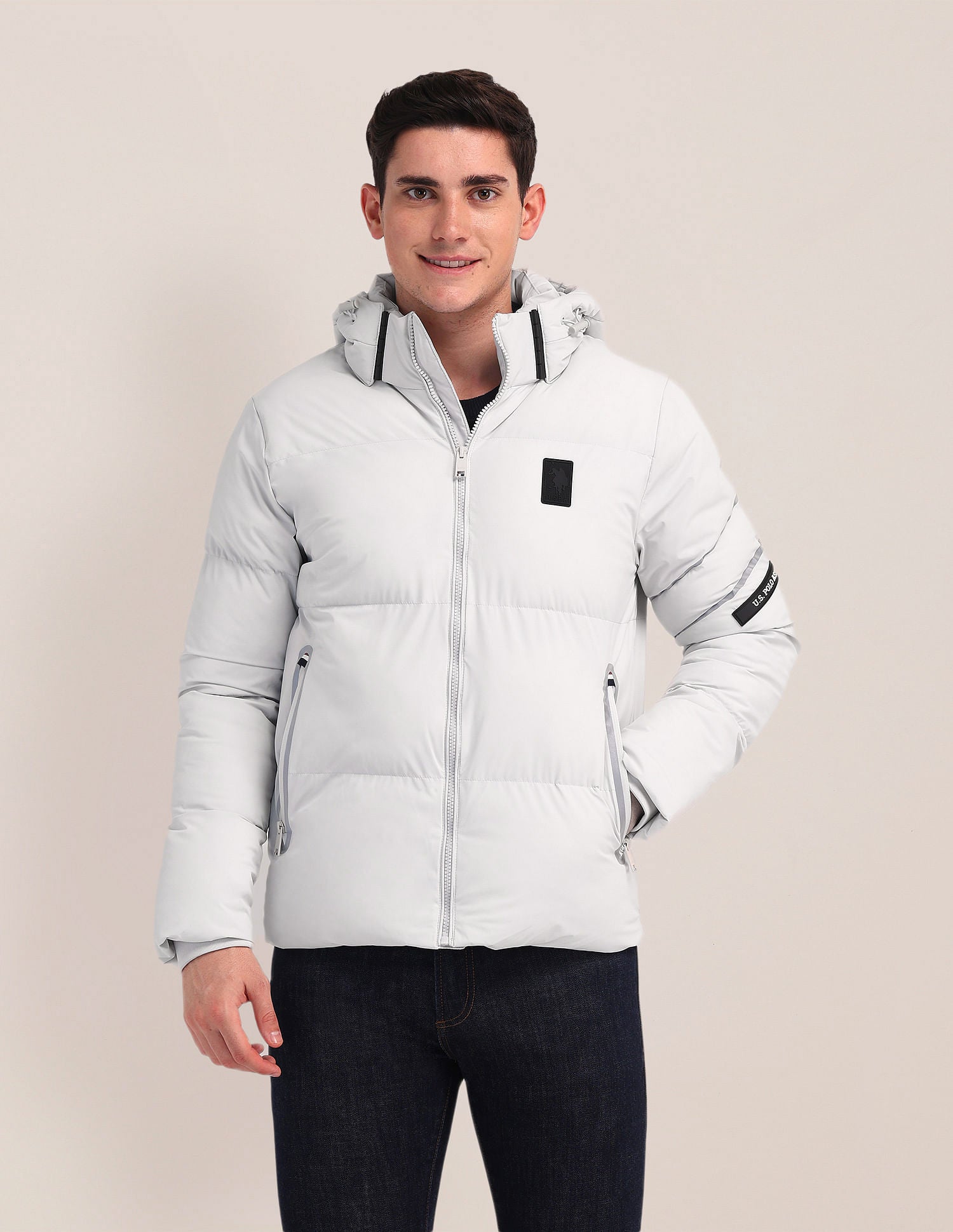 Detachable Hood Padded Jacket Grey - U.S. POLO ASSN. | Large