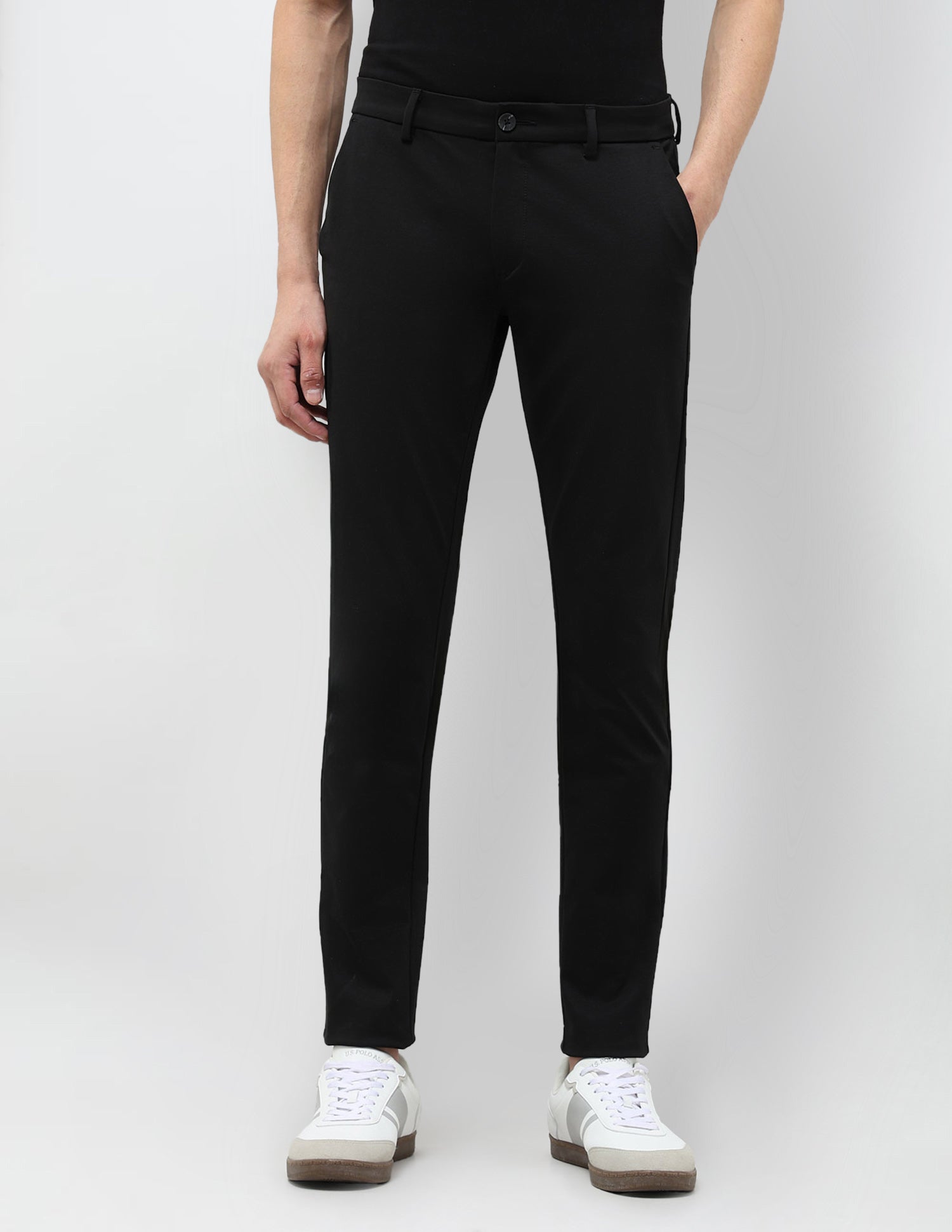 Mid Rise Slim Fit Trousers Black - U.S. POLO ASSN. | Large
