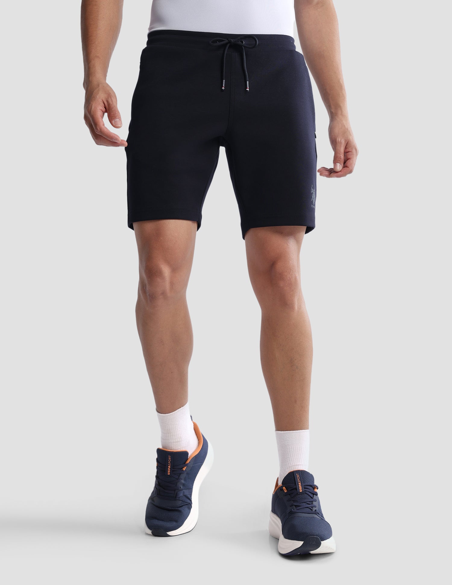 Mid Rise Solid Active Shorts Navy - U.S. Polo Assn. India | Large