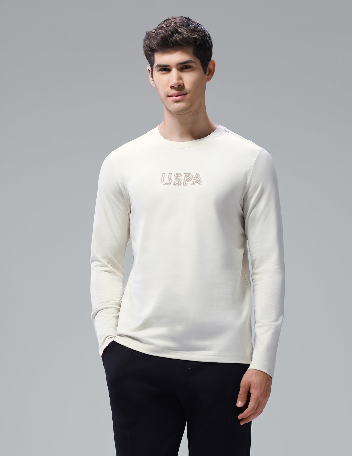 Solid Comfort Fit Loungewear T-Shirt Bone White - U.S. Polo Assn. India | Large