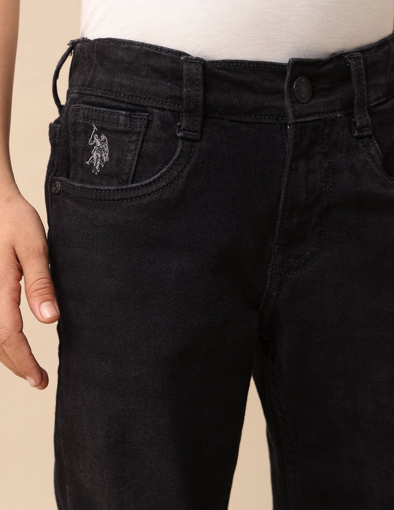 Boys Stone Washed Relaxed Fit Jeans Black - U.S. POLO ASSN. | Large