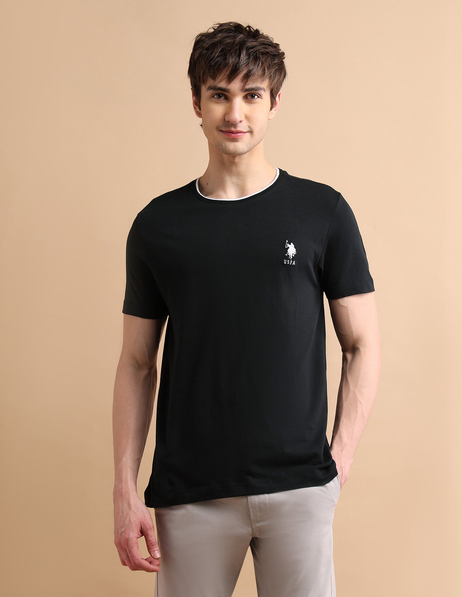 Stretchy Tipped T-Shirt Black - U.S. POLO ASSN. | Large