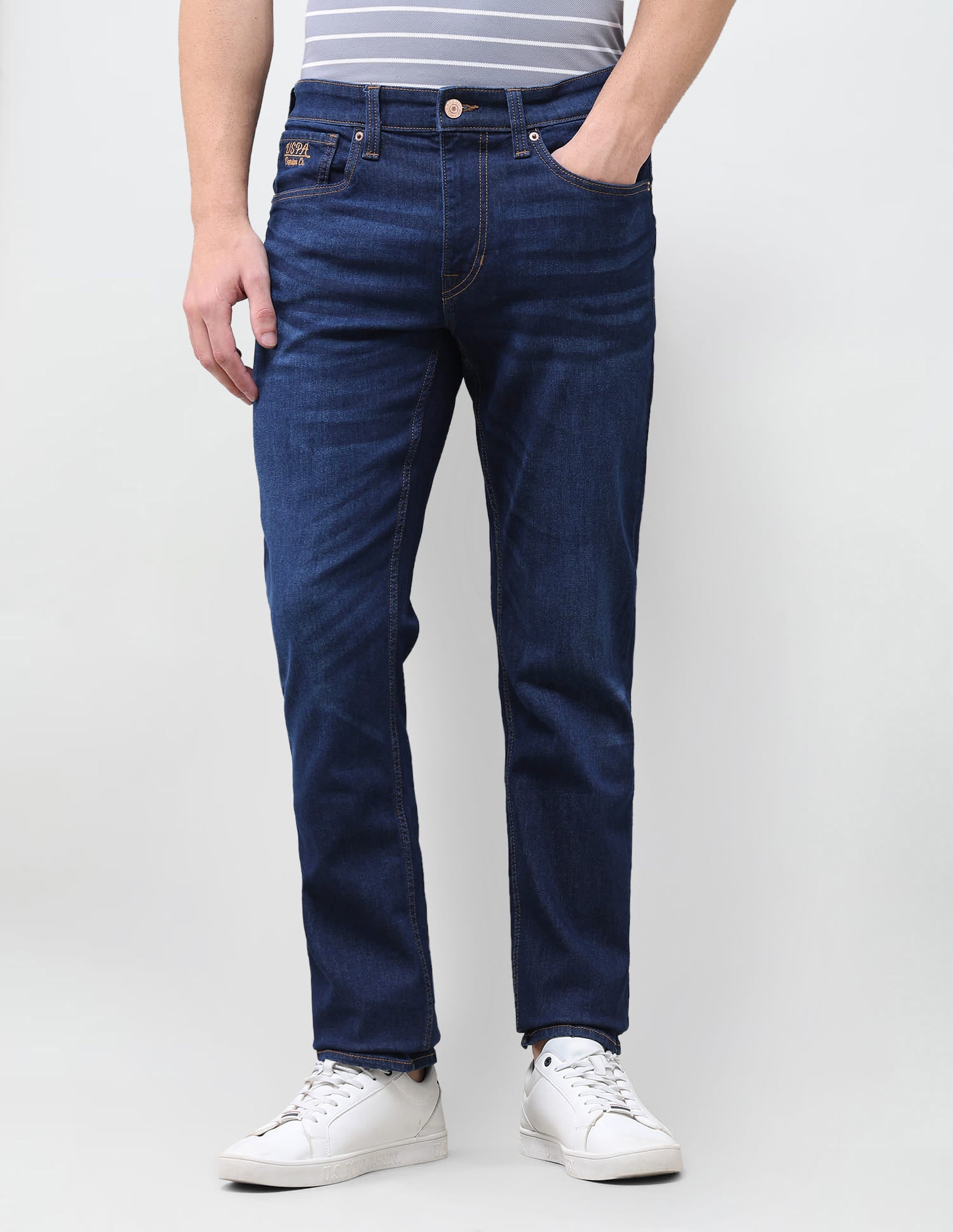 Solid Slim Straight Fit Jeans Blue - U.S. Polo Assn. India | Large