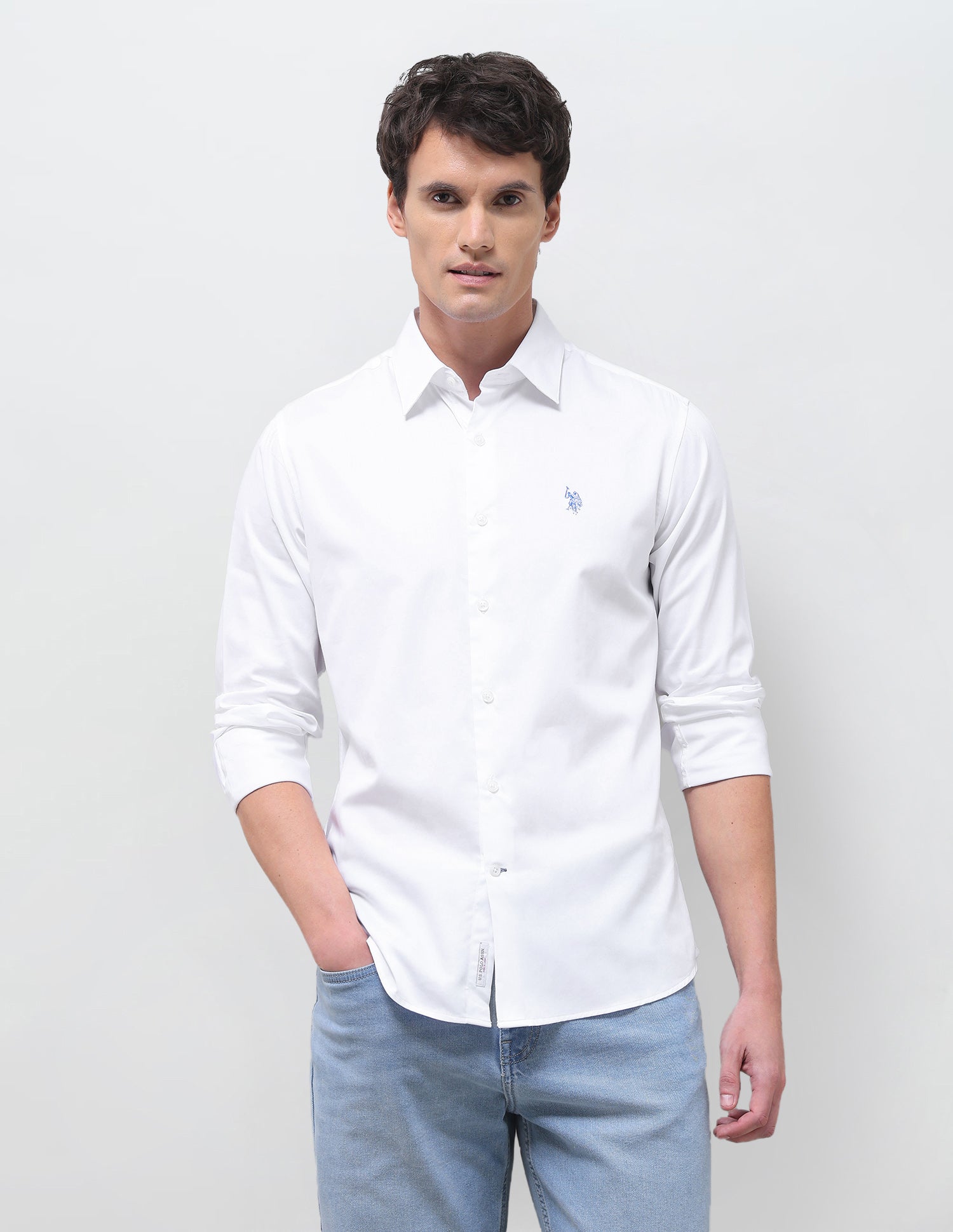 Satin Solid Shirt White - U.S. Polo Assn. India | Large