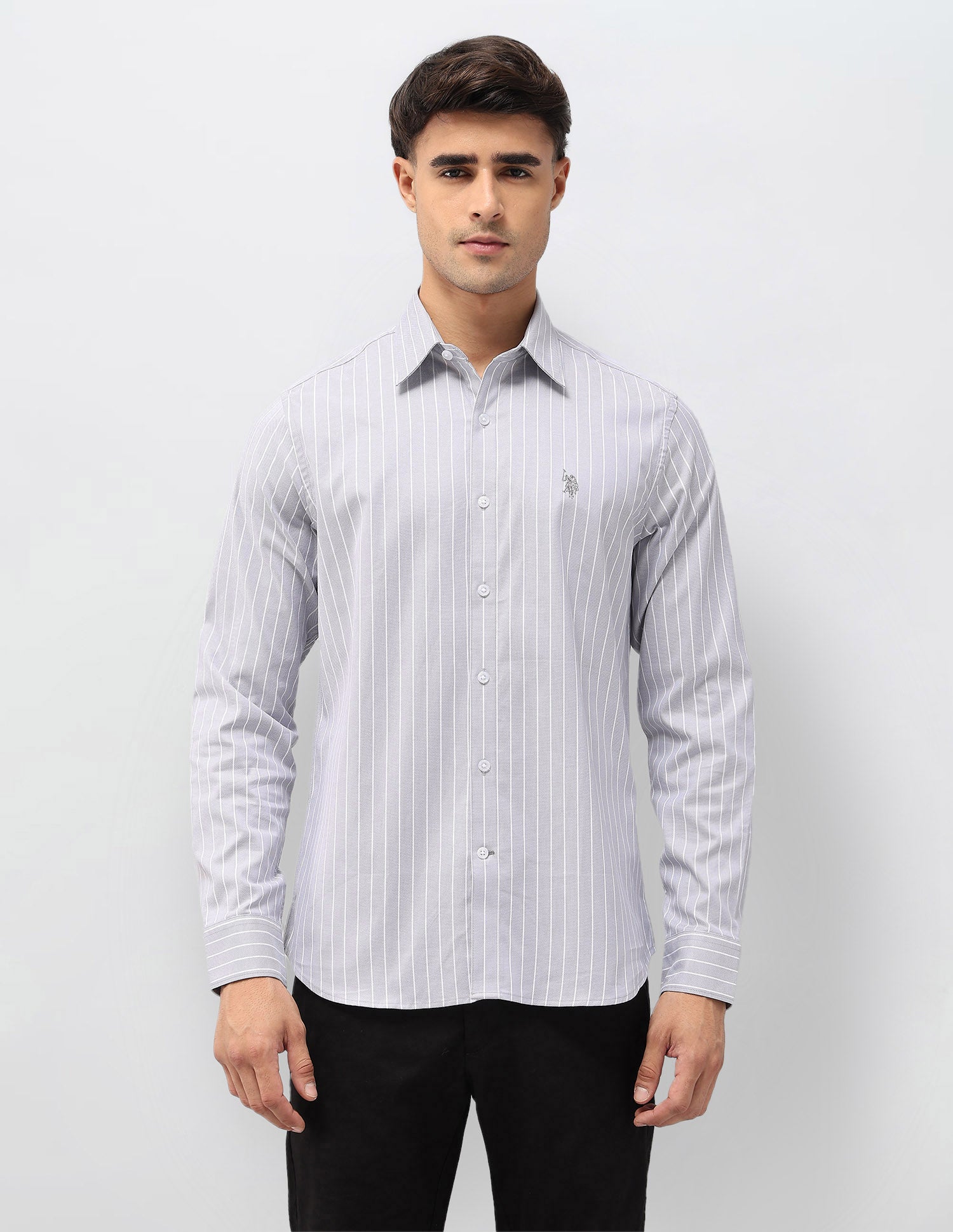 Tailored Fit Vertical Striped Shirt Grey - U.S. POLO ASSN. | Large