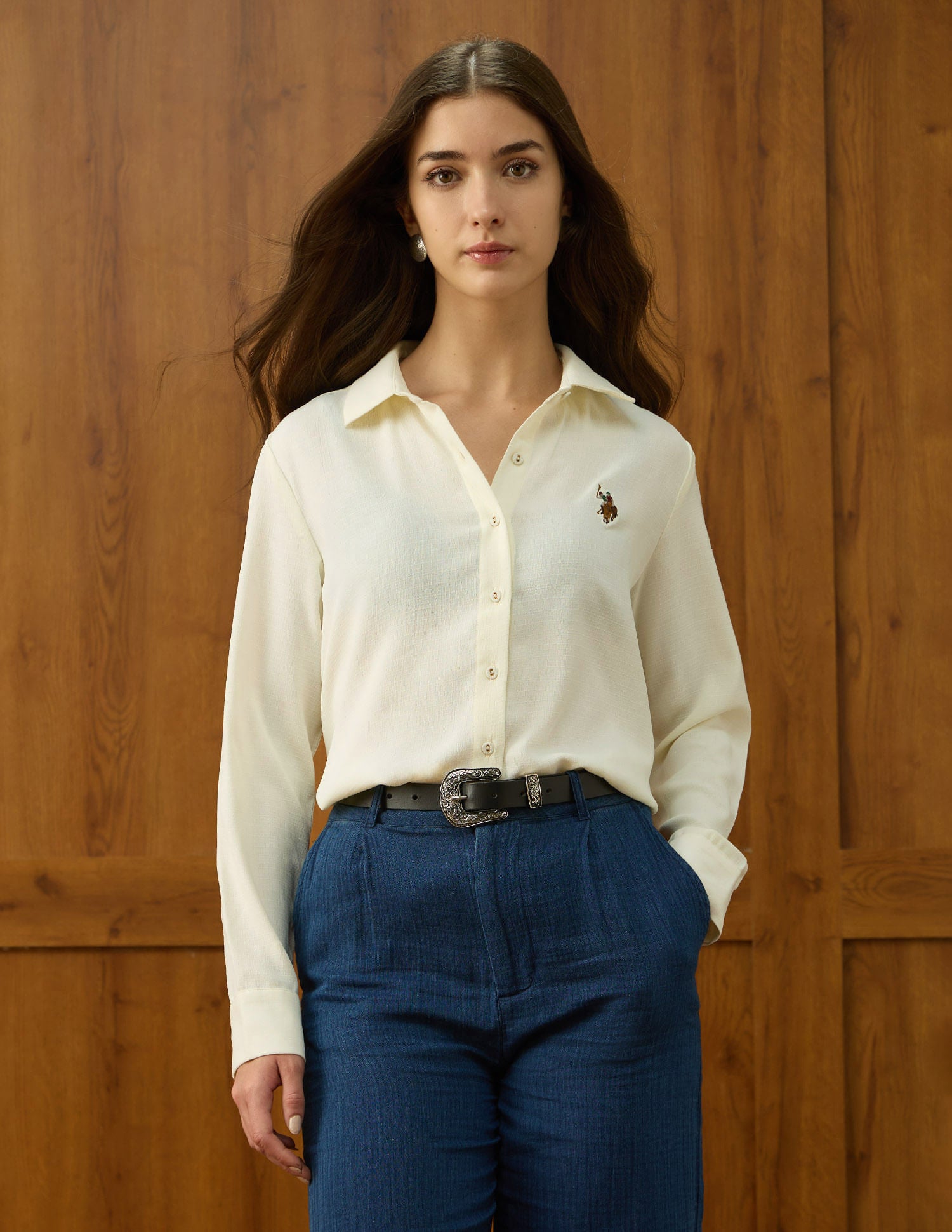 Textured Regular Fit Shirt White - U.S. POLO ASSN. | Large