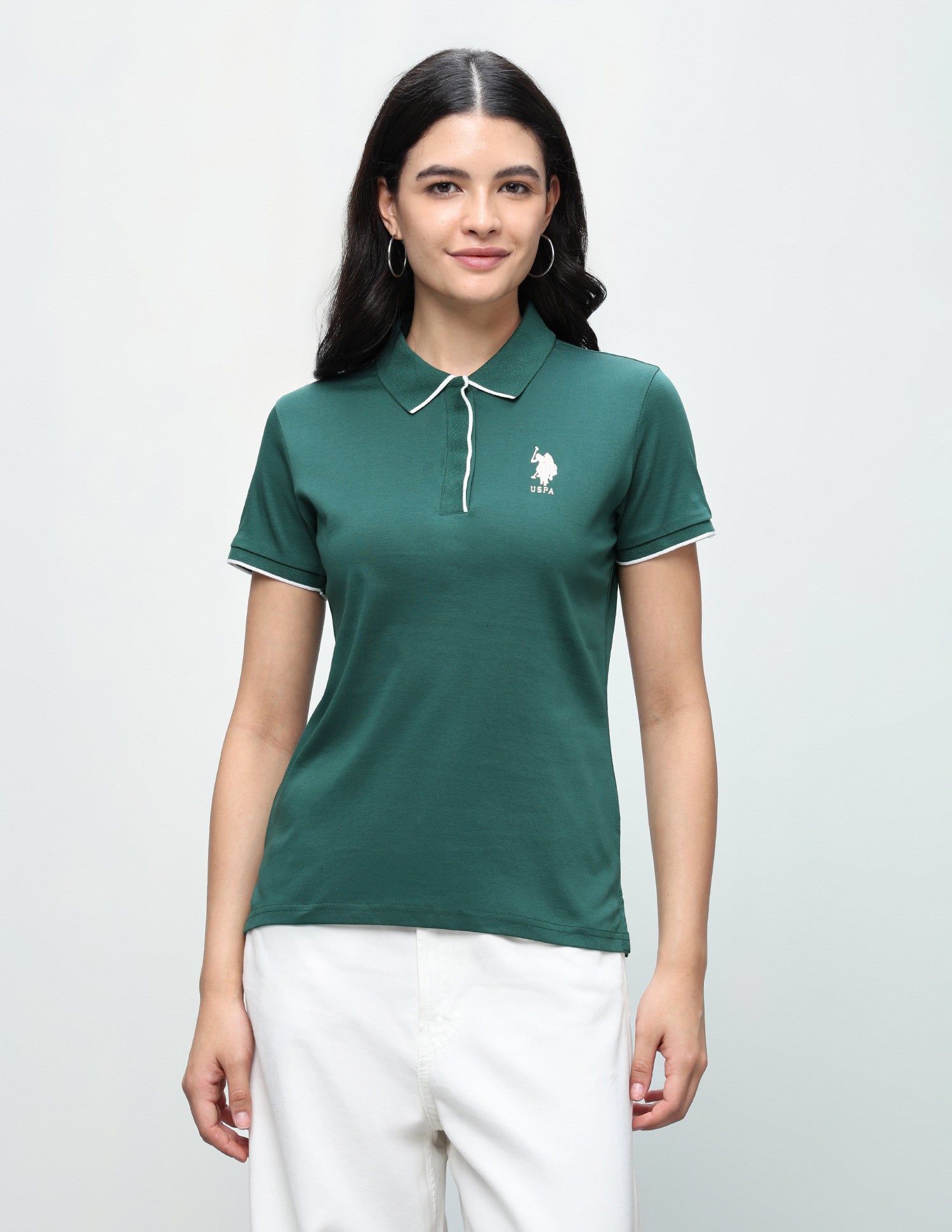Solid Regular Fit Polo Shirt Dark Green - U.S. Polo Assn. India | Large