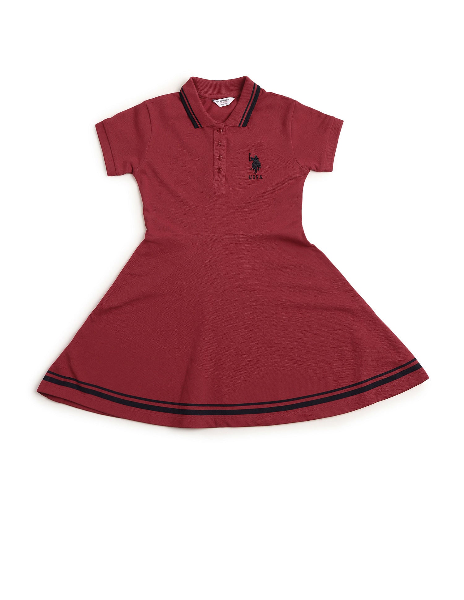 Girls Tipped Collar Polo Dress Rust - U.S. Polo Assn. India | Large