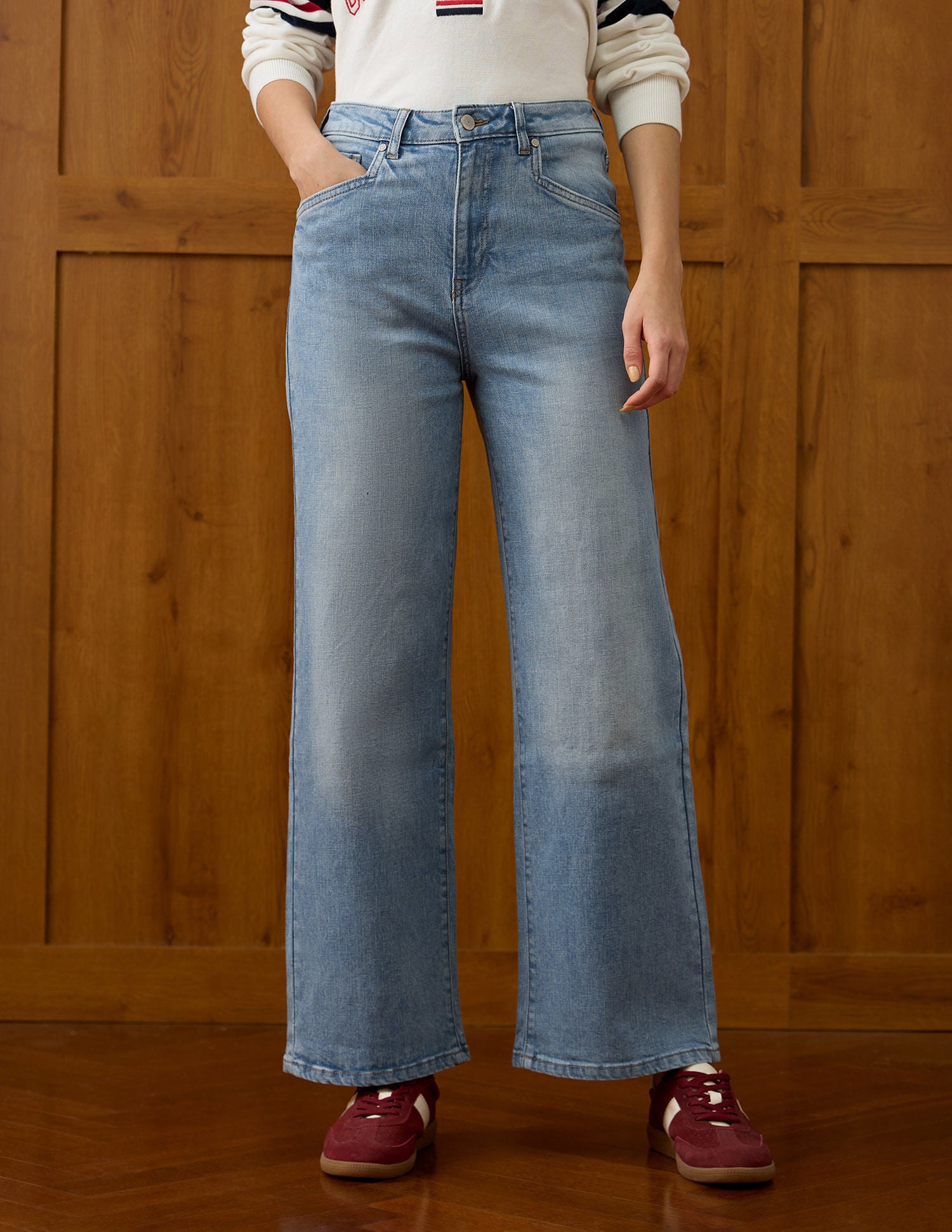 High Rise Wide Leg Fit Jeans Blue - U.S. POLO ASSN. | Large