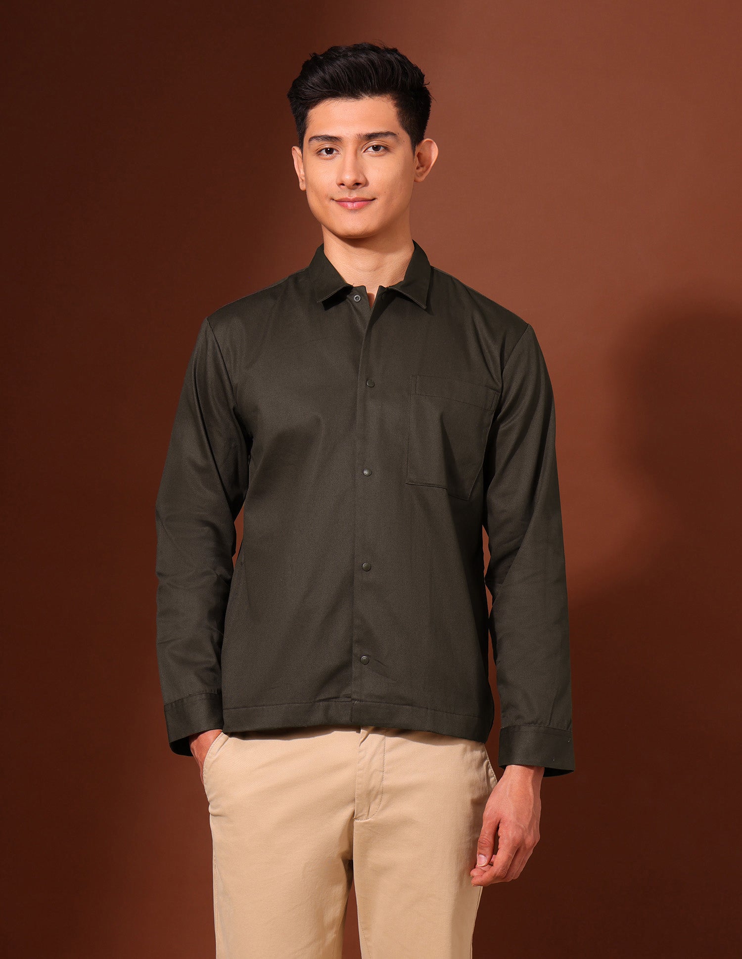 Working Holiday Regular Fit Shacket Dark Brown - U.S. Polo Assn. India | Large