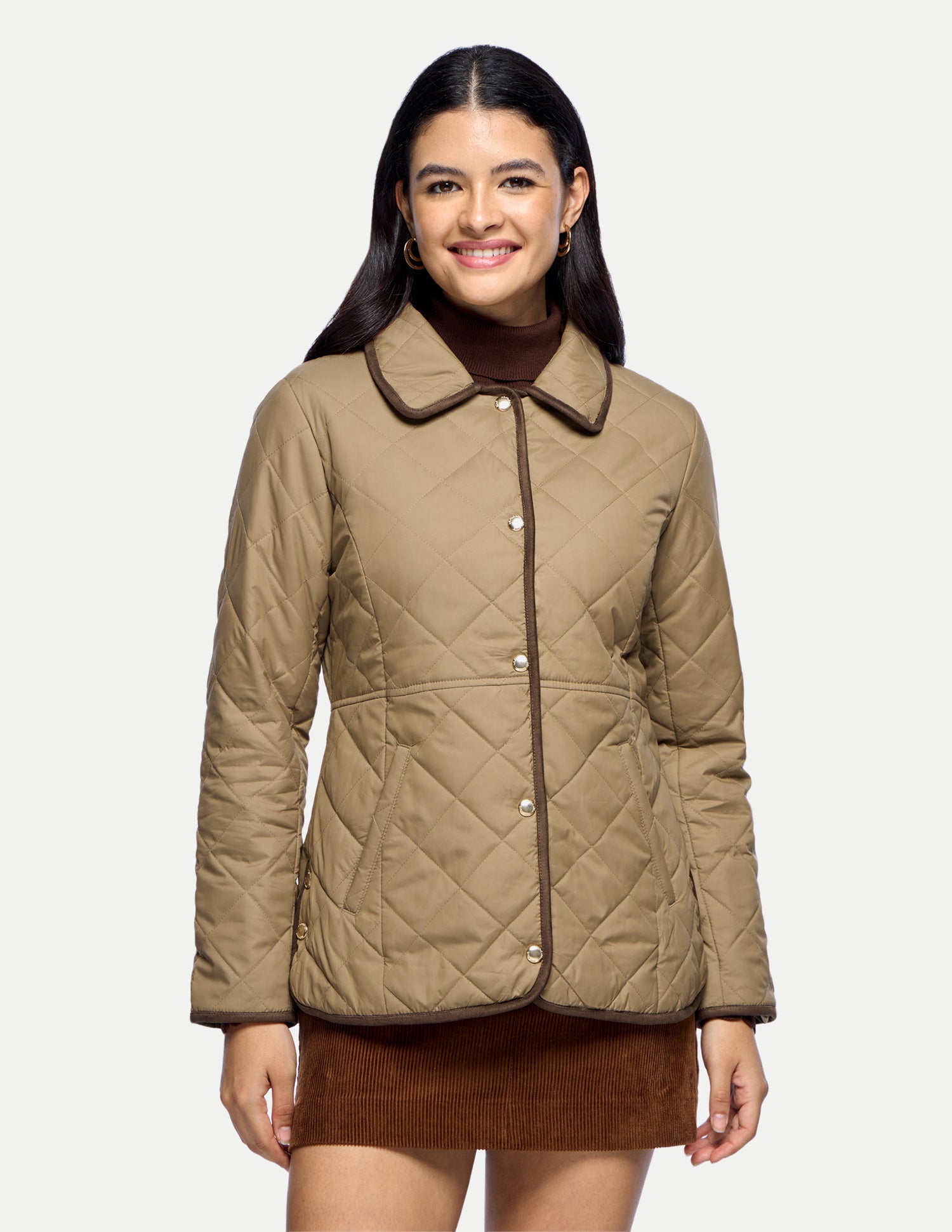 Quilted Regular Fit Puffer Jacket Light Brown - U.S. Polo Assn. India | Large