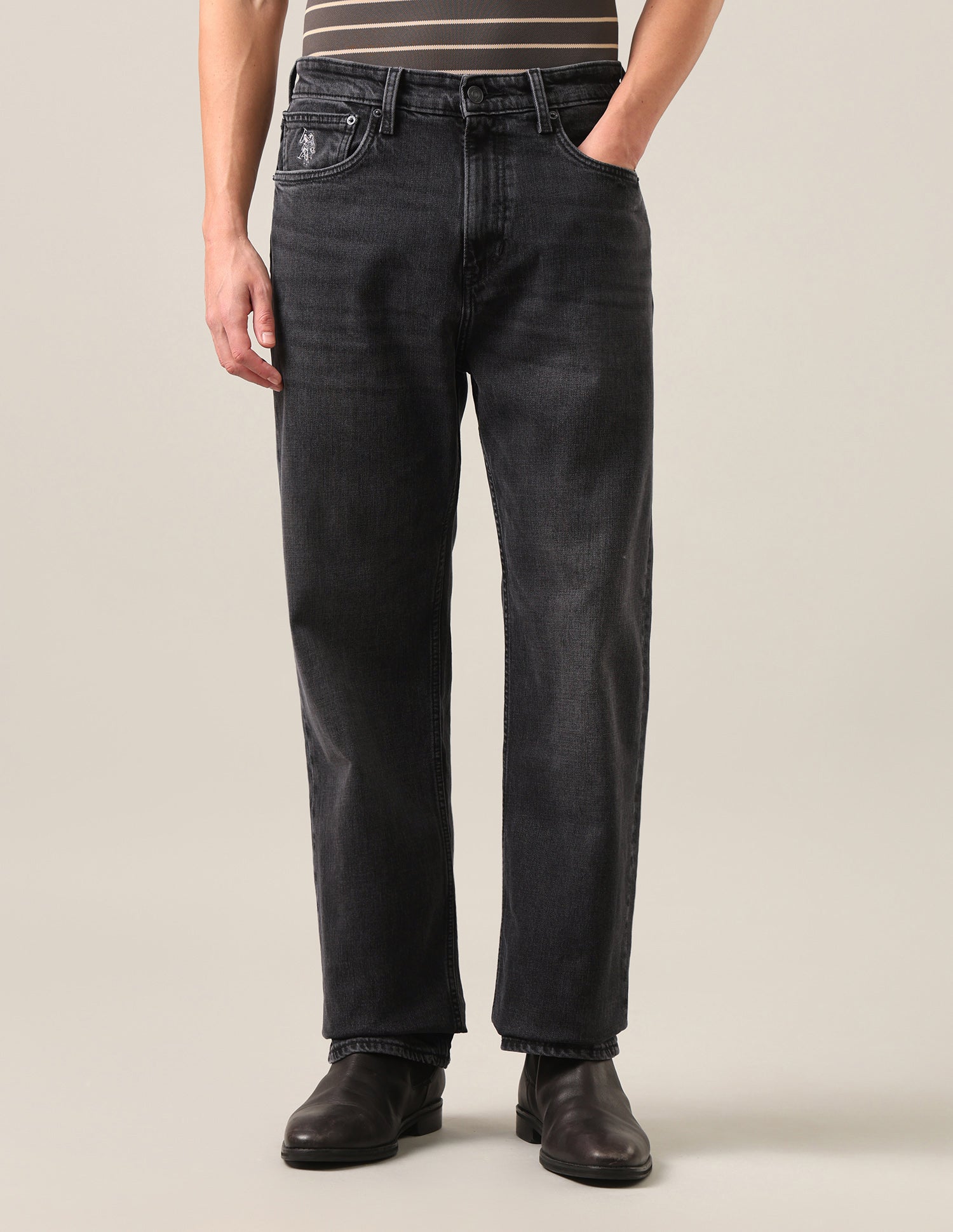 Logan Loose Straight Fit Black Jeans Washed Black - U.S. Polo Assn. India | Large