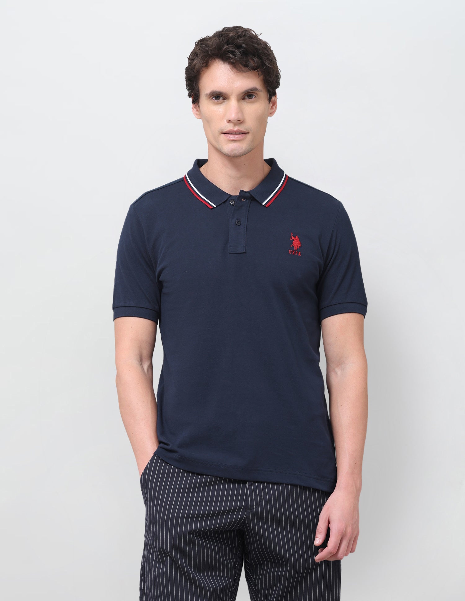 Solid Regular Fit Polo Shirt Navy - U.S. Polo Assn. India | Large