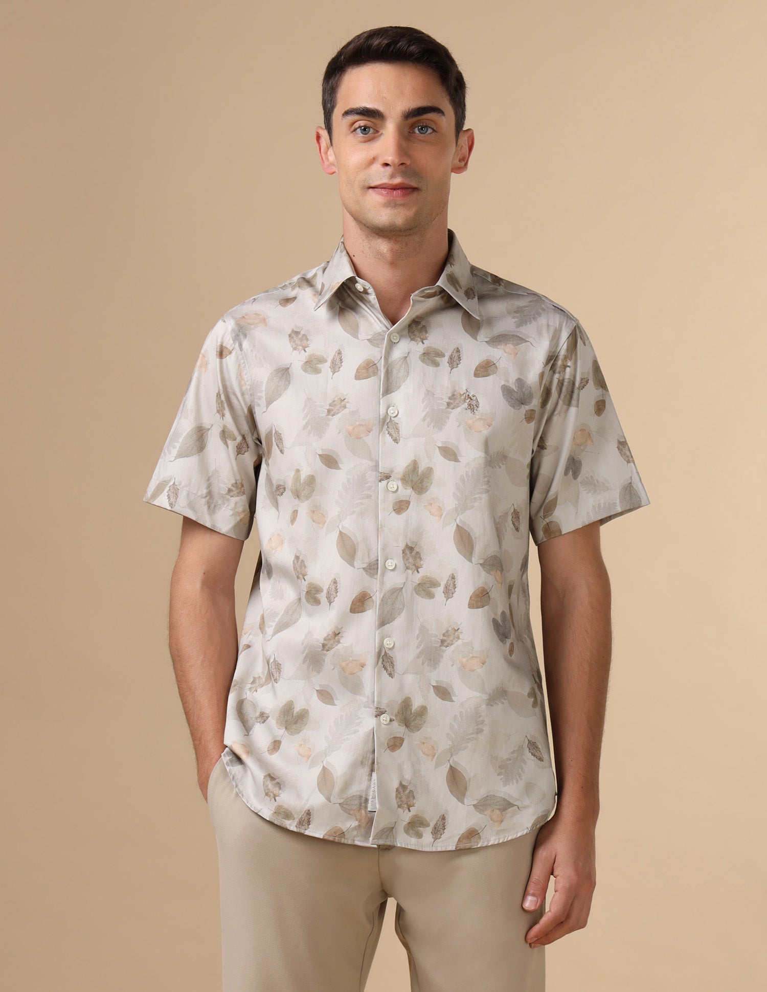 Tailored Fit Satin Shirt Beige - U.S. POLO ASSN. | Large