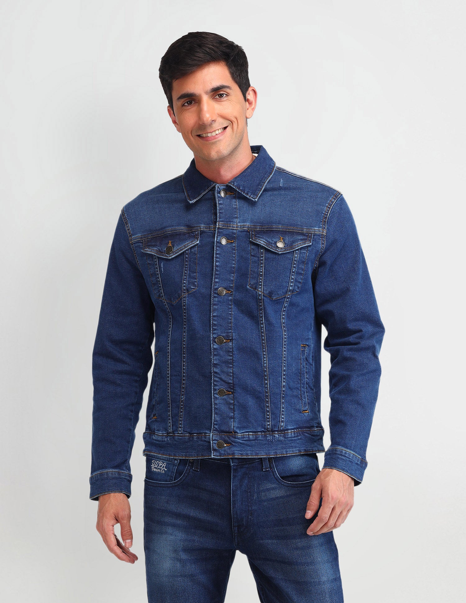 Solid Classic Fit Jacket Blue - U.S. Polo Assn. India | Large