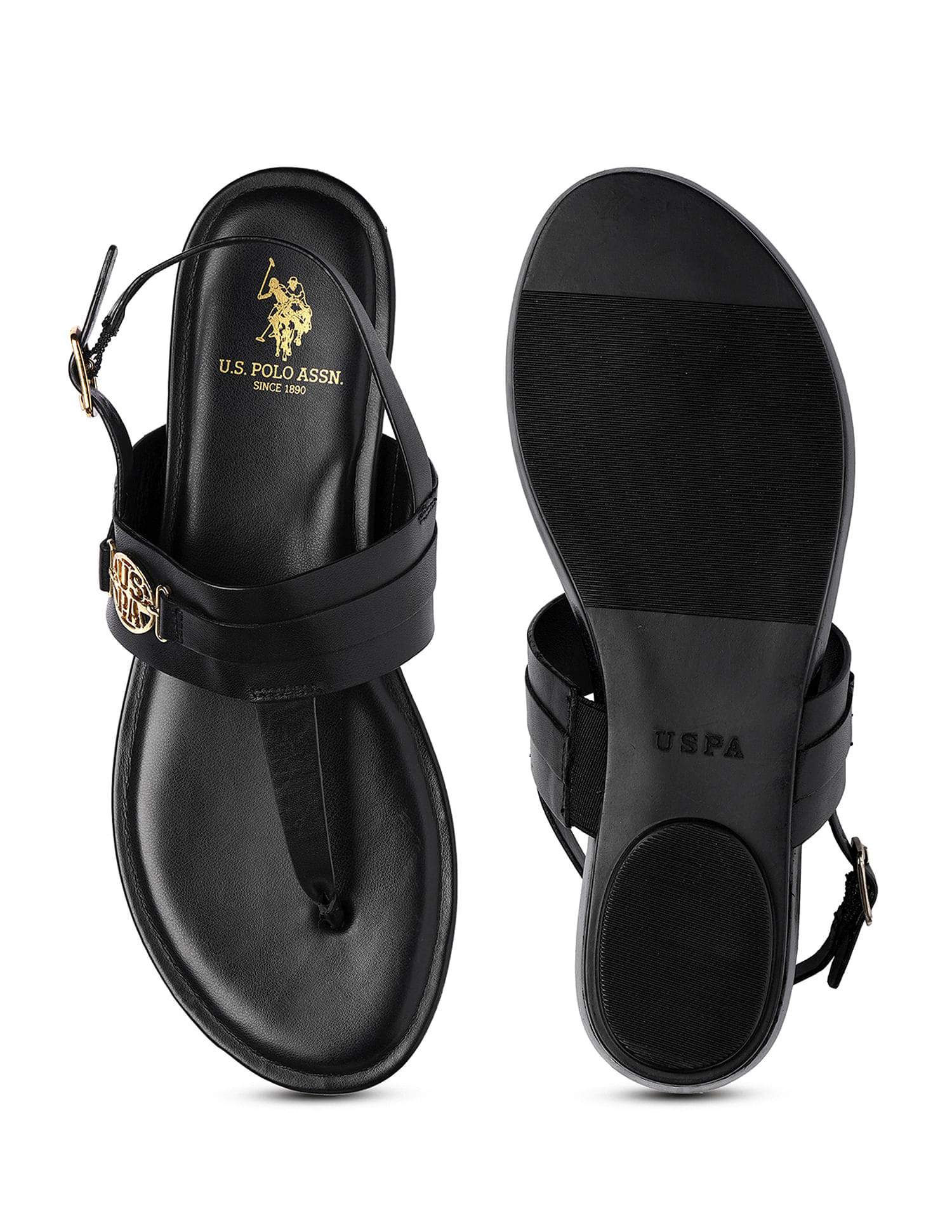Women Ivy Solid Flats Black - U.S. Polo Assn. India | Large