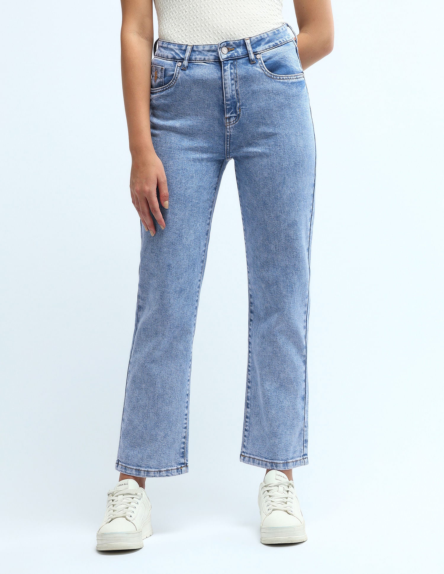 High Rise Straight Fit Jeans Blue - U.S. Polo Assn. India | Large