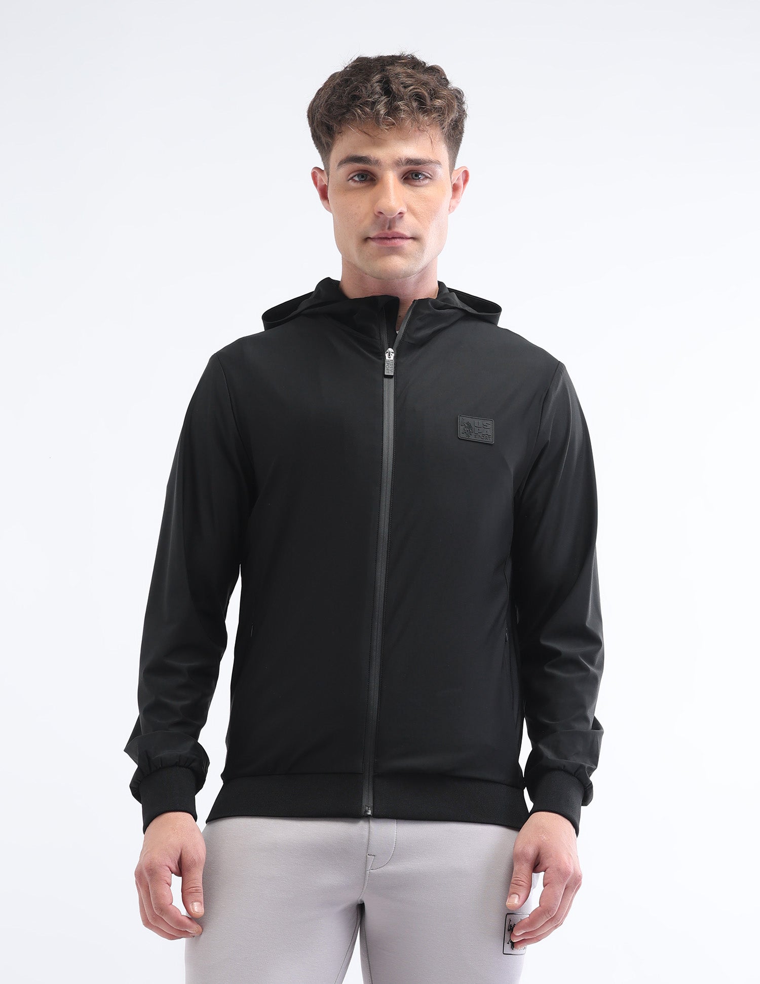 Solid Regular Fit Sport Jacket Black - U.S. POLO ASSN. | Large