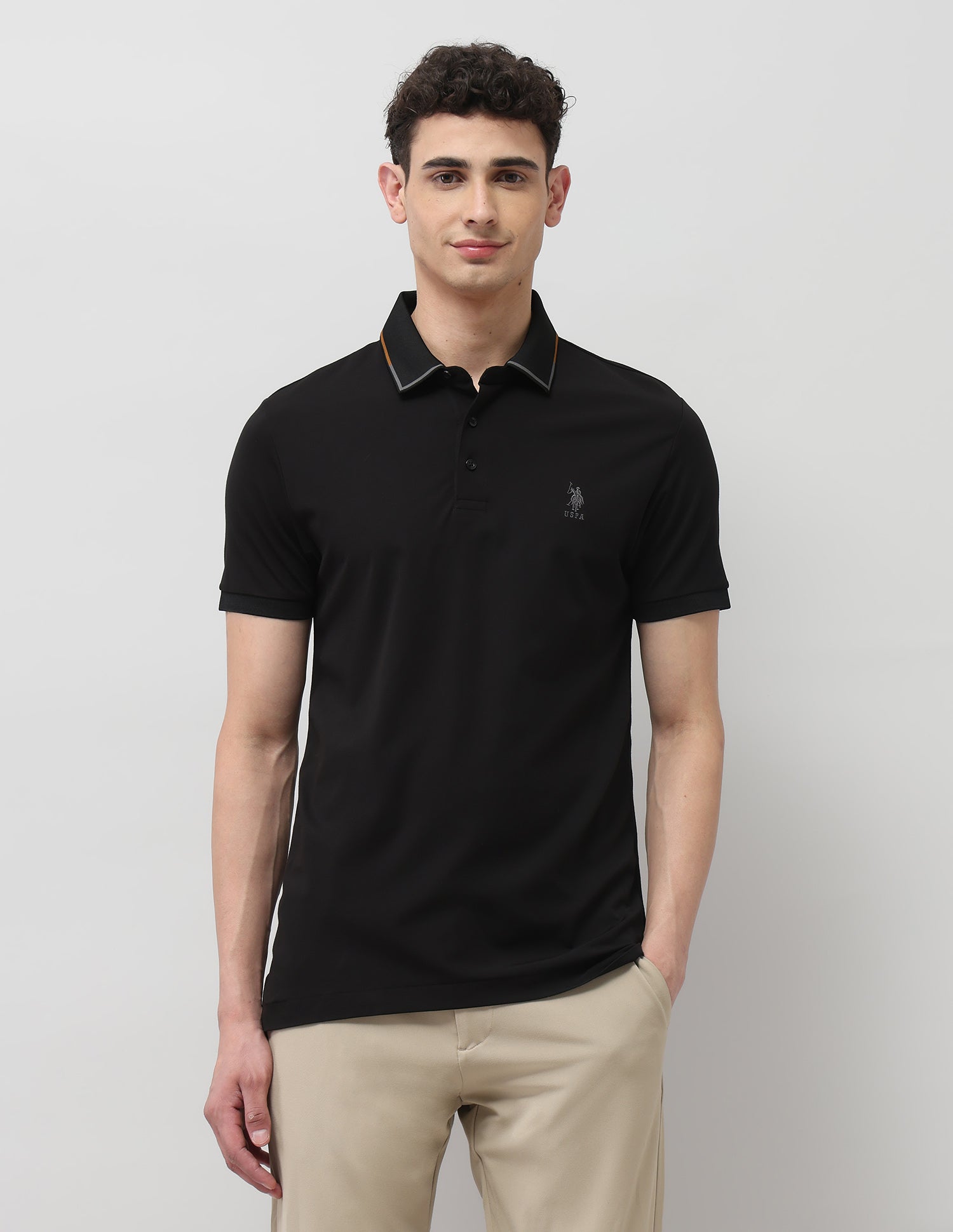 Regular Fit Solid Polo Shirt Black - U.S. POLO ASSN. | Large