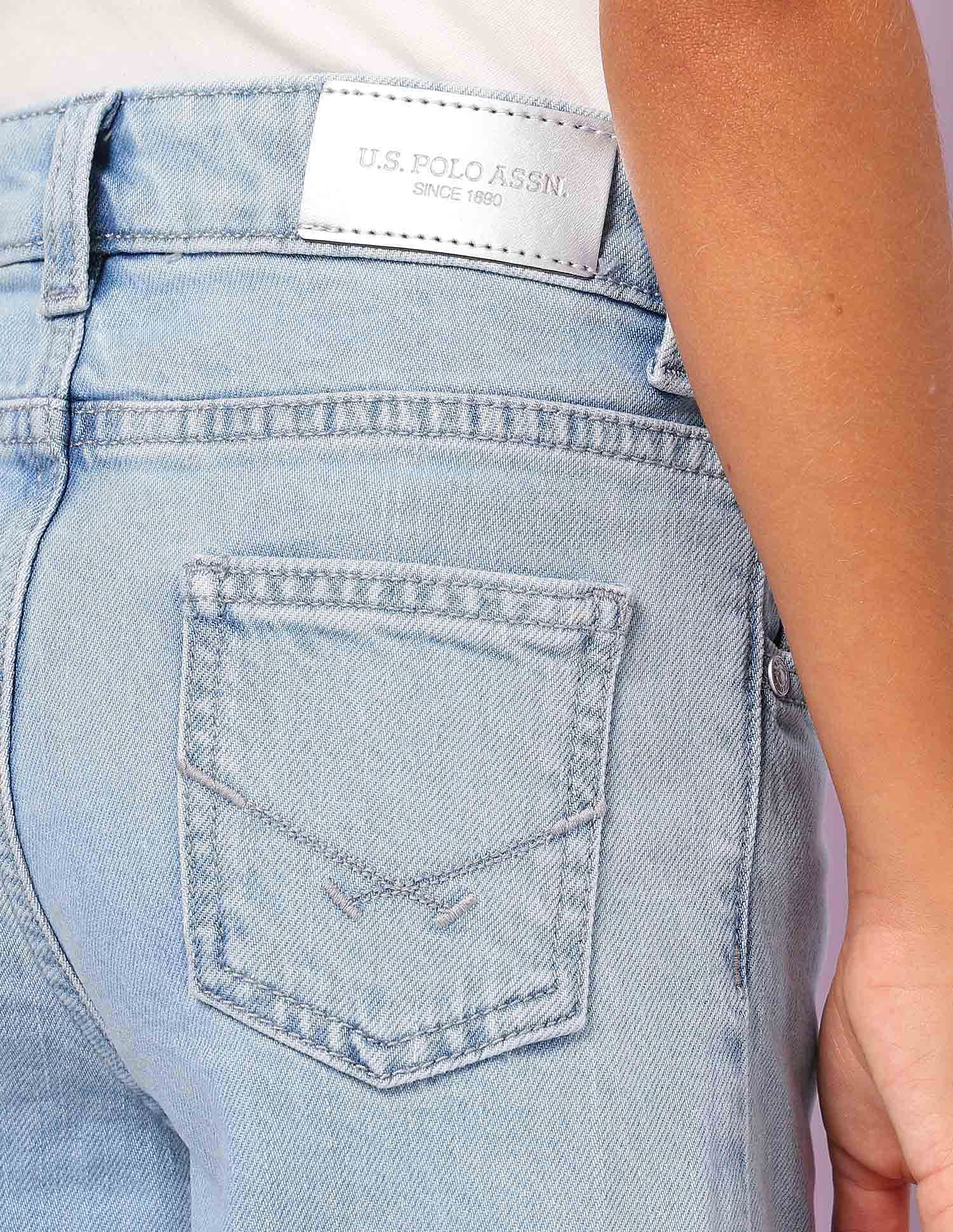 Girls Wide Leg Fit Cargo Jeans Light Blue - U.S. POLO ASSN. | Large