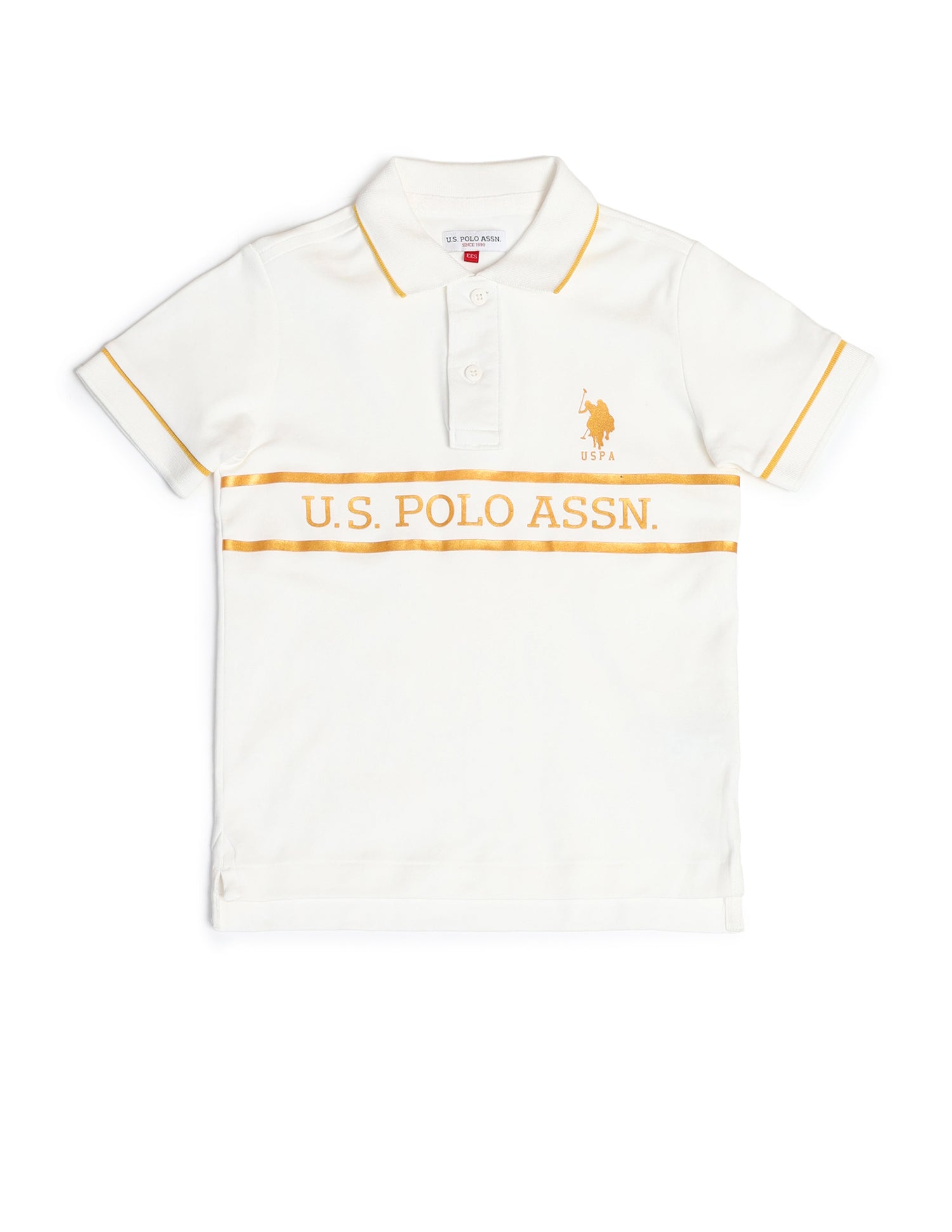 Boys Brand Printed Cotton Polo Shirt White - U.S. POLO ASSN. | Large