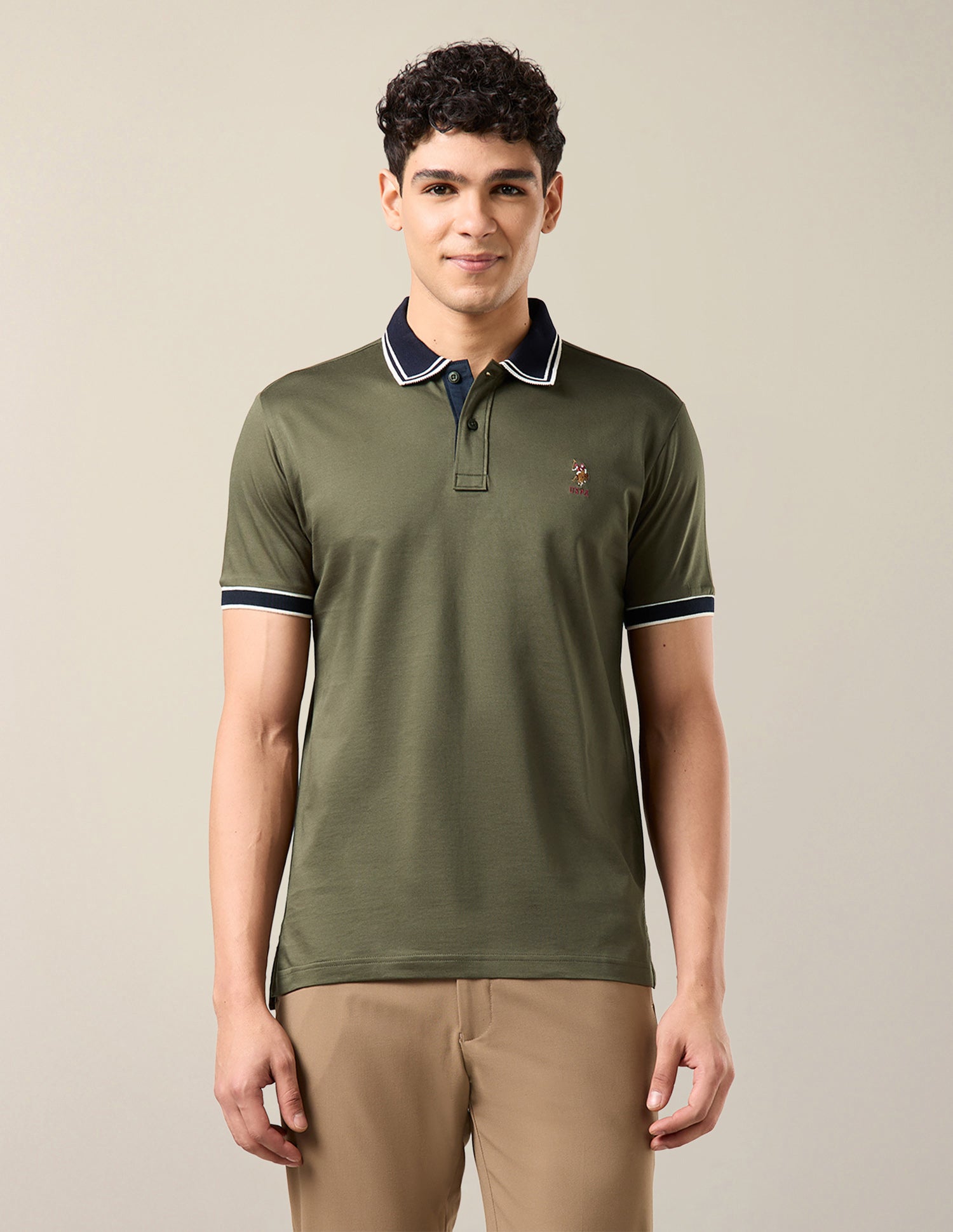 Solid Slim Fit Polo Shirt Dark Green - U.S. Polo Assn. India | Large