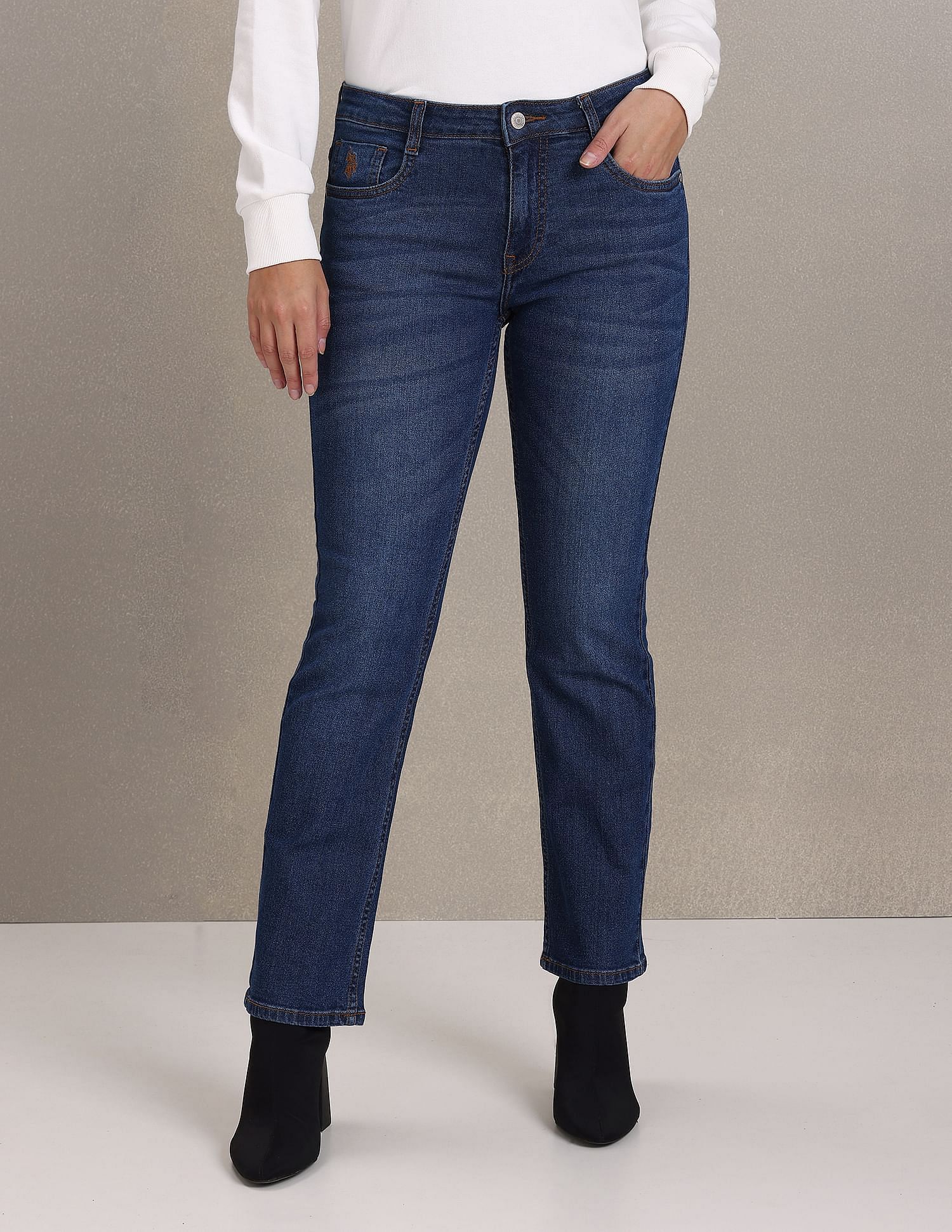 Stone Wash Straight Fit Jeans Blue - U.S. Polo Assn. India | Large