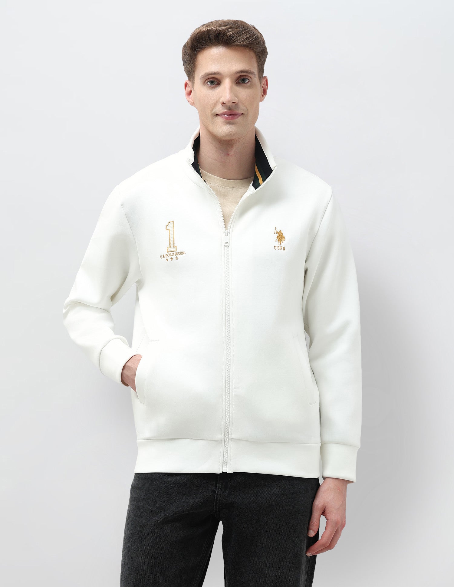 Numeric Brand Embroidered Sweatshirt Off White - U.S. POLO ASSN. | Large
