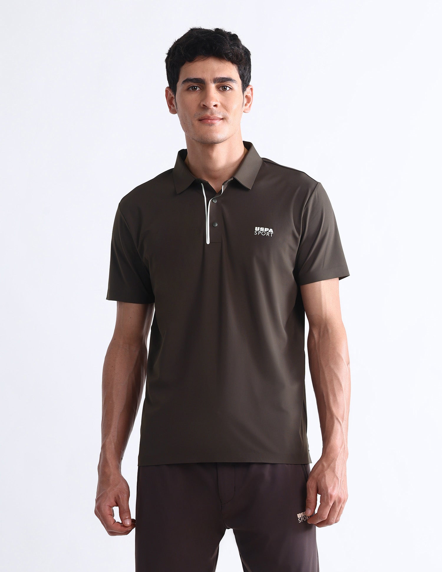 Solid Slim Fit Polo Shirt Dark Brown - U.S. Polo Assn. India | Large