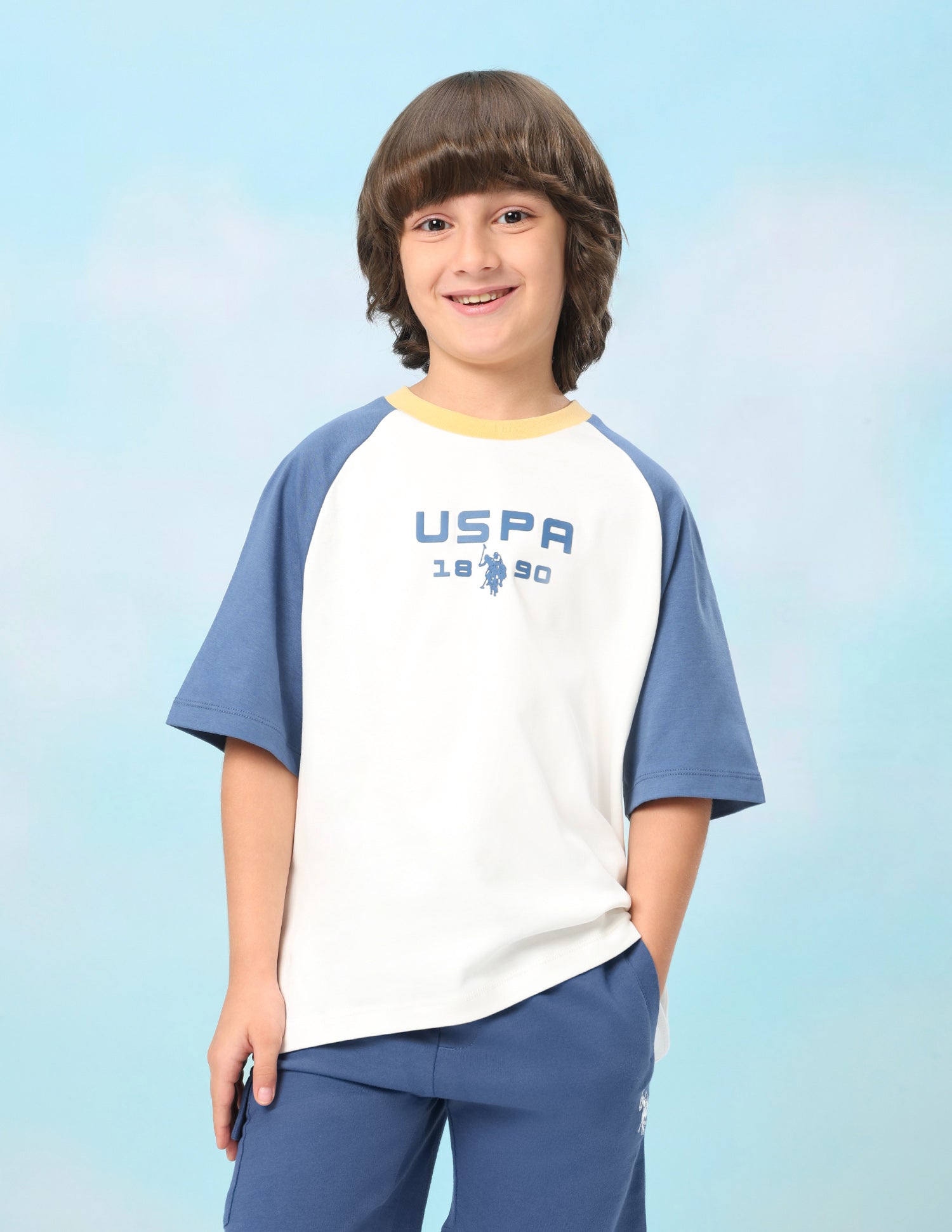 Colour Blocked Oversized Fit T-Shirt Off White - U.S. Polo Assn. India | Large