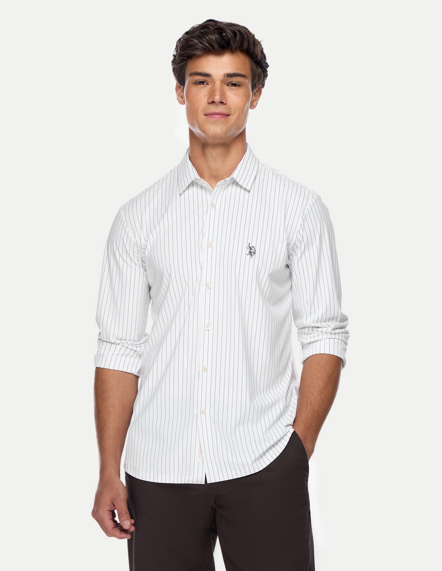 Vertical Striped Knitted Shirt White - U.S. Polo Assn. India | Large