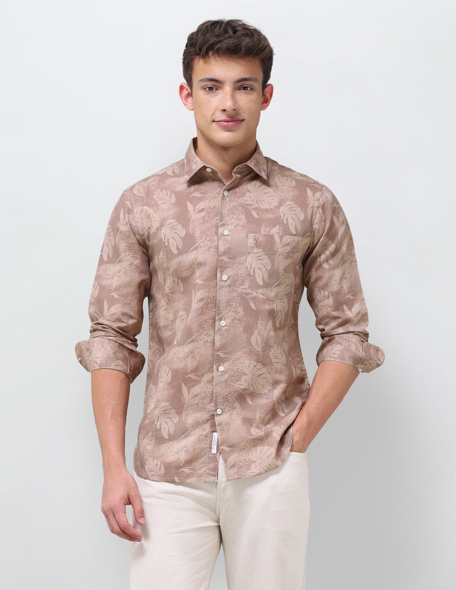Tropical Printed Regular Fit Shirt Rust - U.S. Polo Assn. India | Large