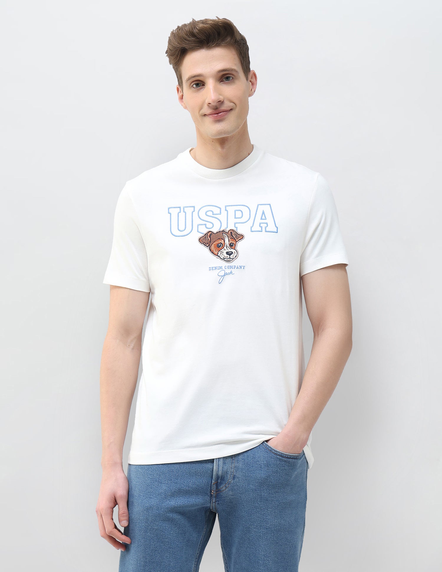 Graphic Brand Embroidered Motel On The Coast T-Shirt Ivory - U.S. Polo Assn. India | Large