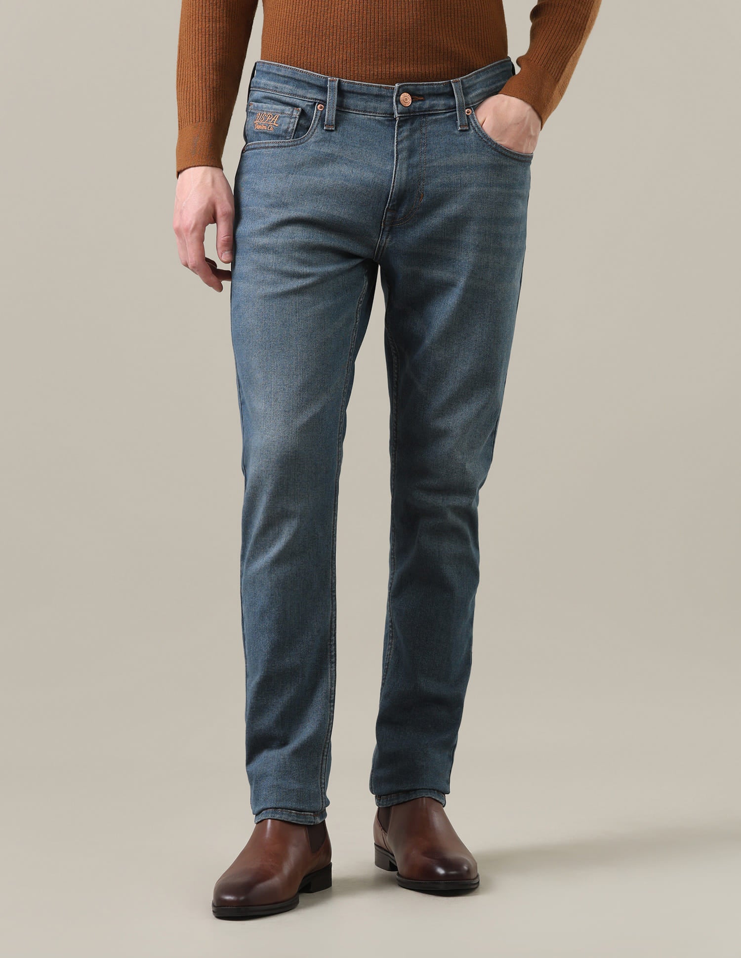 Brandon Slim-Tapered Fit Blue Jeans Blue - U.S. Polo Assn. India | Large