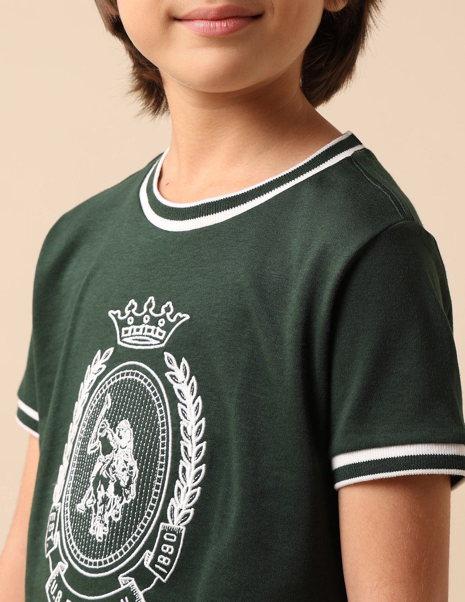 Boys Brand Embroidered Pure Cotton T Shirt Dark Green - U.S. POLO ASSN. | Large