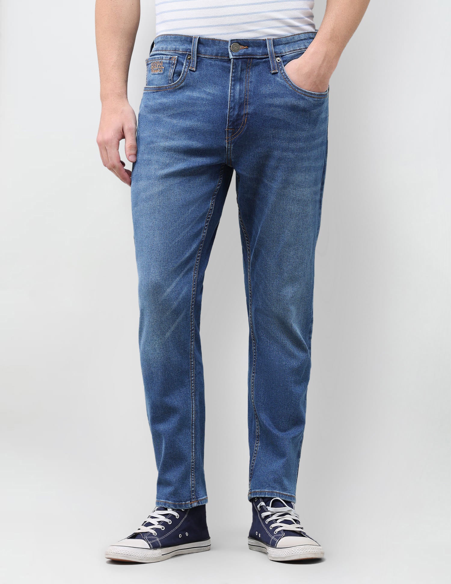 Solid Straight Fit Jeans Blue - U.S. Polo Assn. India | Large