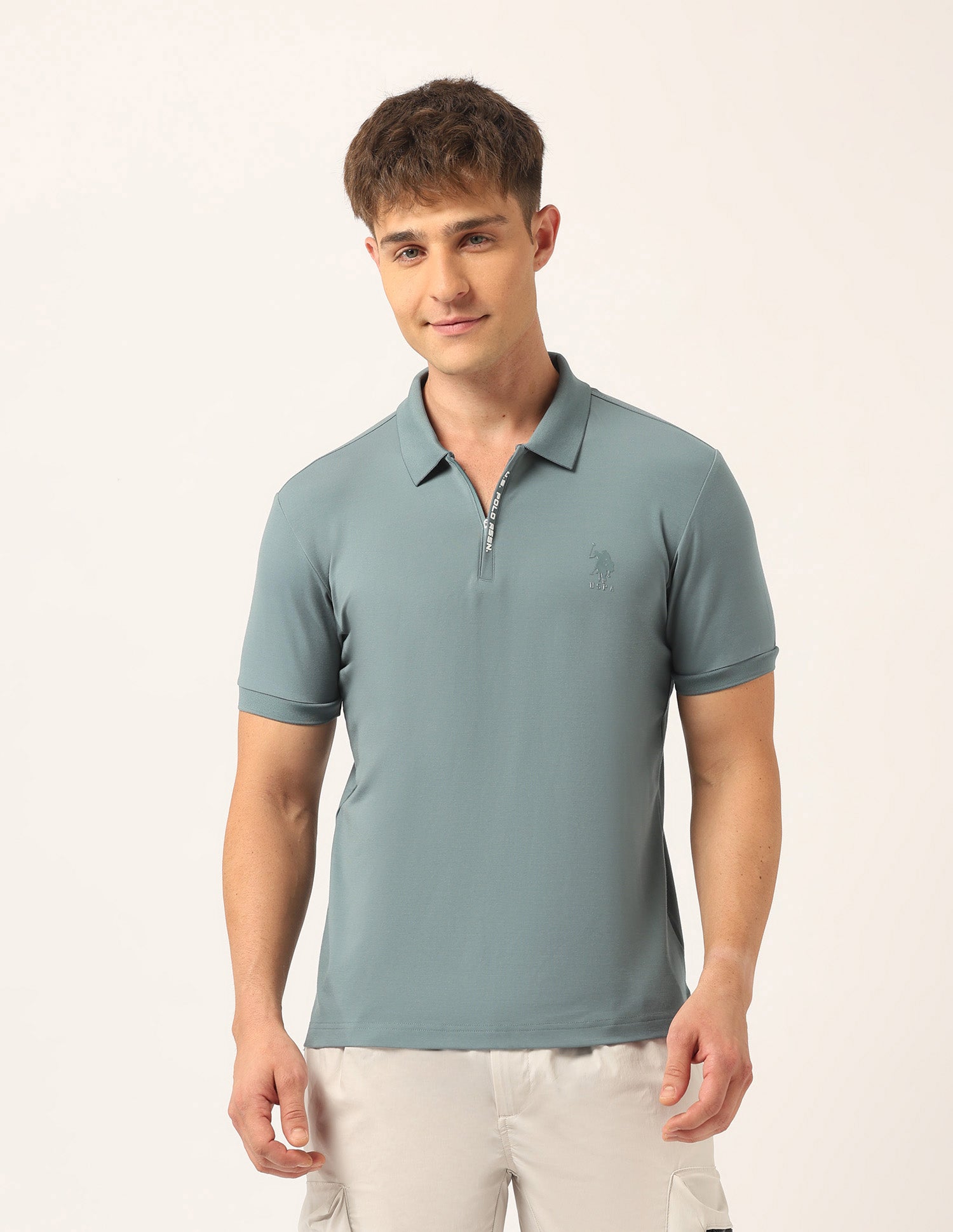 Solid Muscle Fit Polo Shirt Teal - U.S. Polo Assn. India | Large