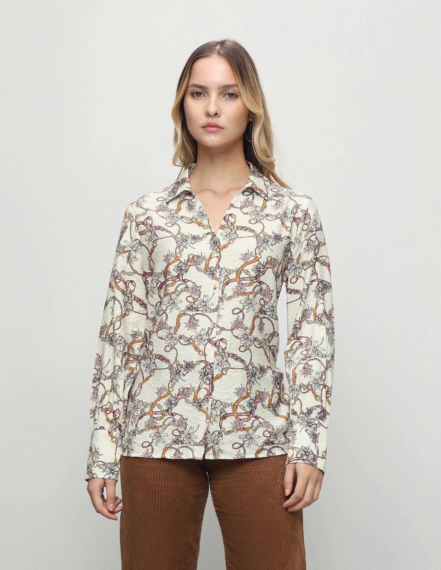 Floral Printed Relaxed Fit Shirt Off-White - U.S. Polo Assn. India | Large