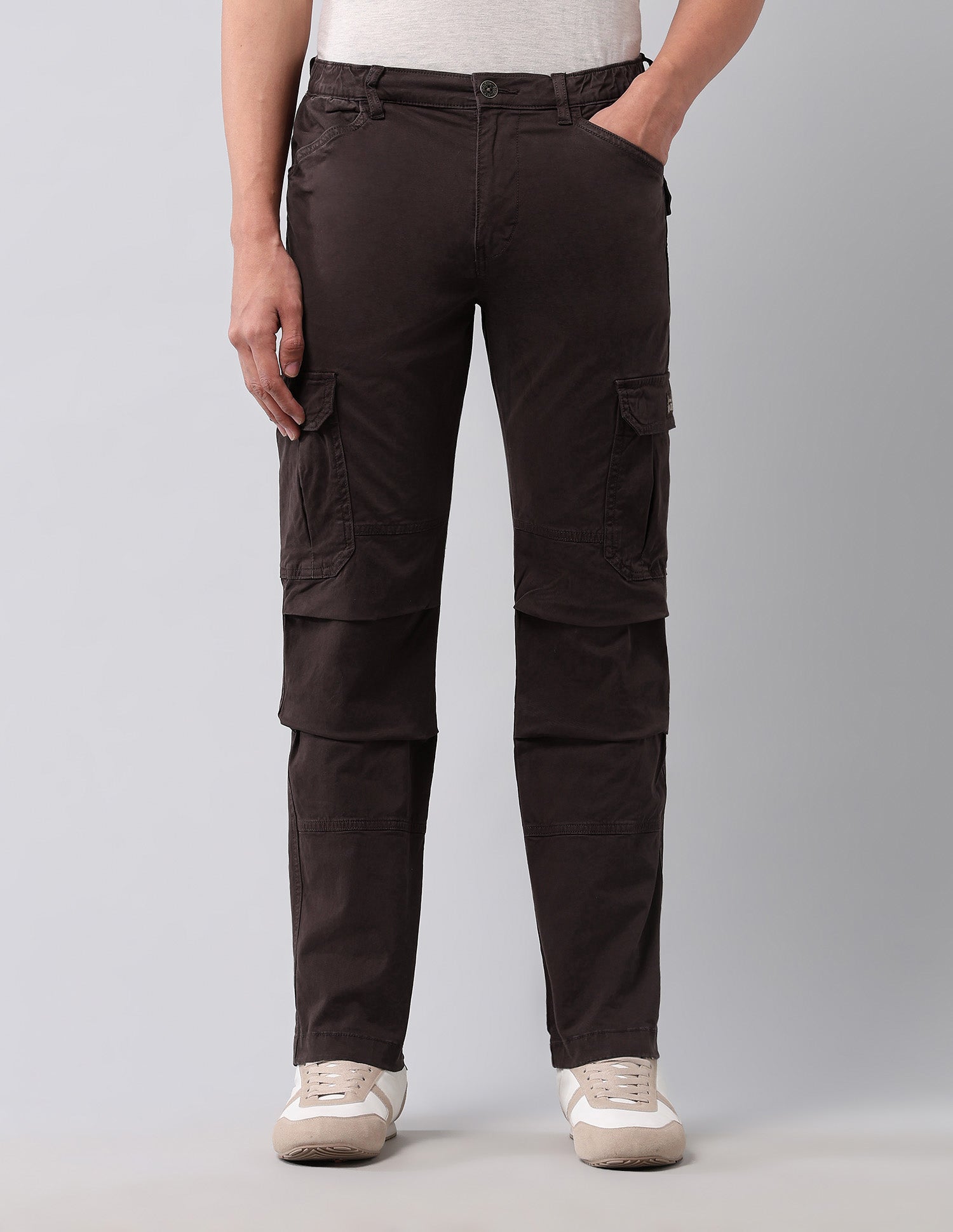 Straight Fit Pure Cotton Cargos Choco - U.S. Polo Assn. India | Large