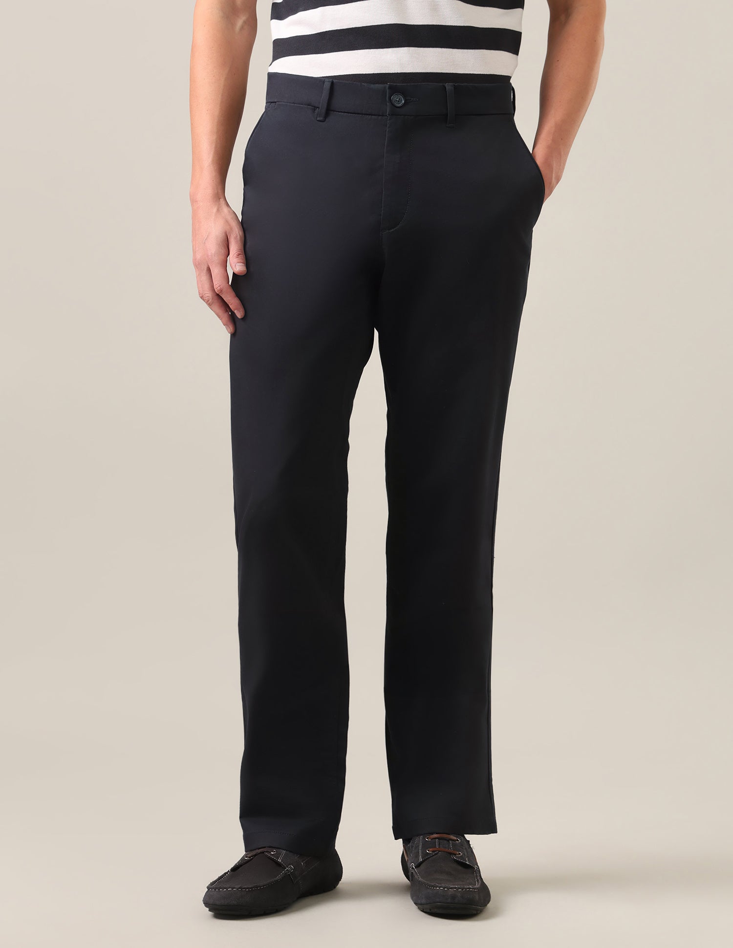 Riley Straight Fit Satin Trousers Navy - U.S. Polo Assn. India | Large