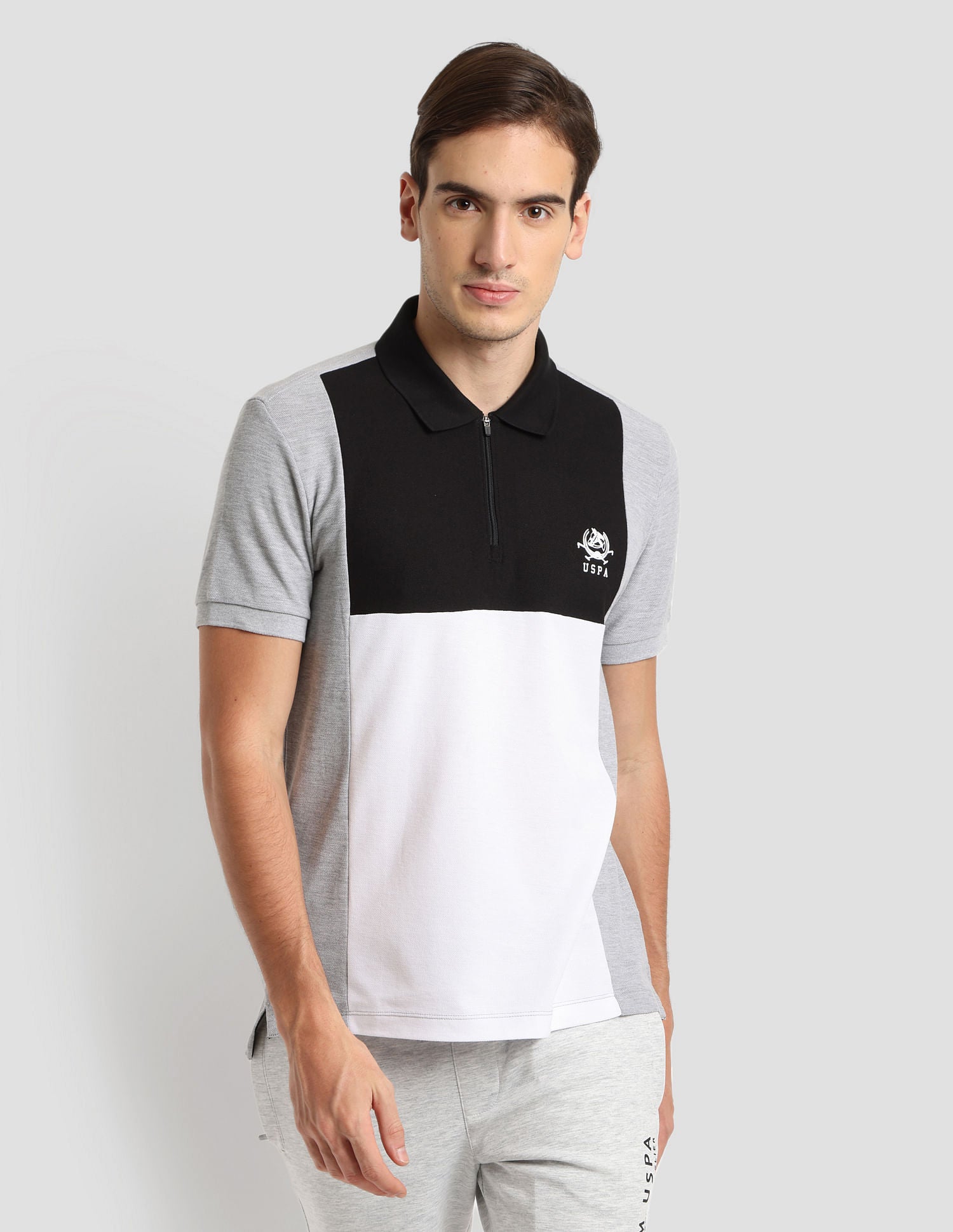 Panelled Sport Polo Shirt Grey - U.S. Polo Assn. India | Large