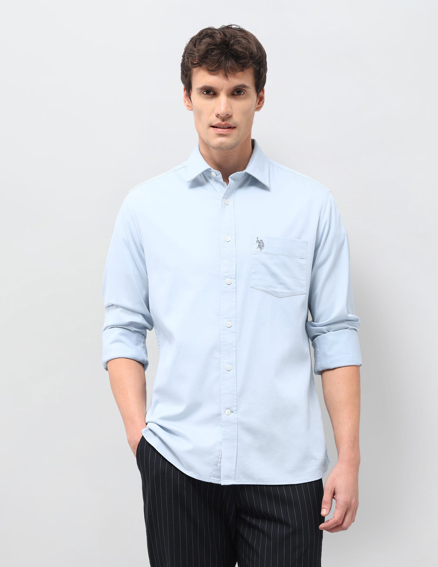 Solid Tailored Fit Shirt Blue - U.S. Polo Assn. India | Large