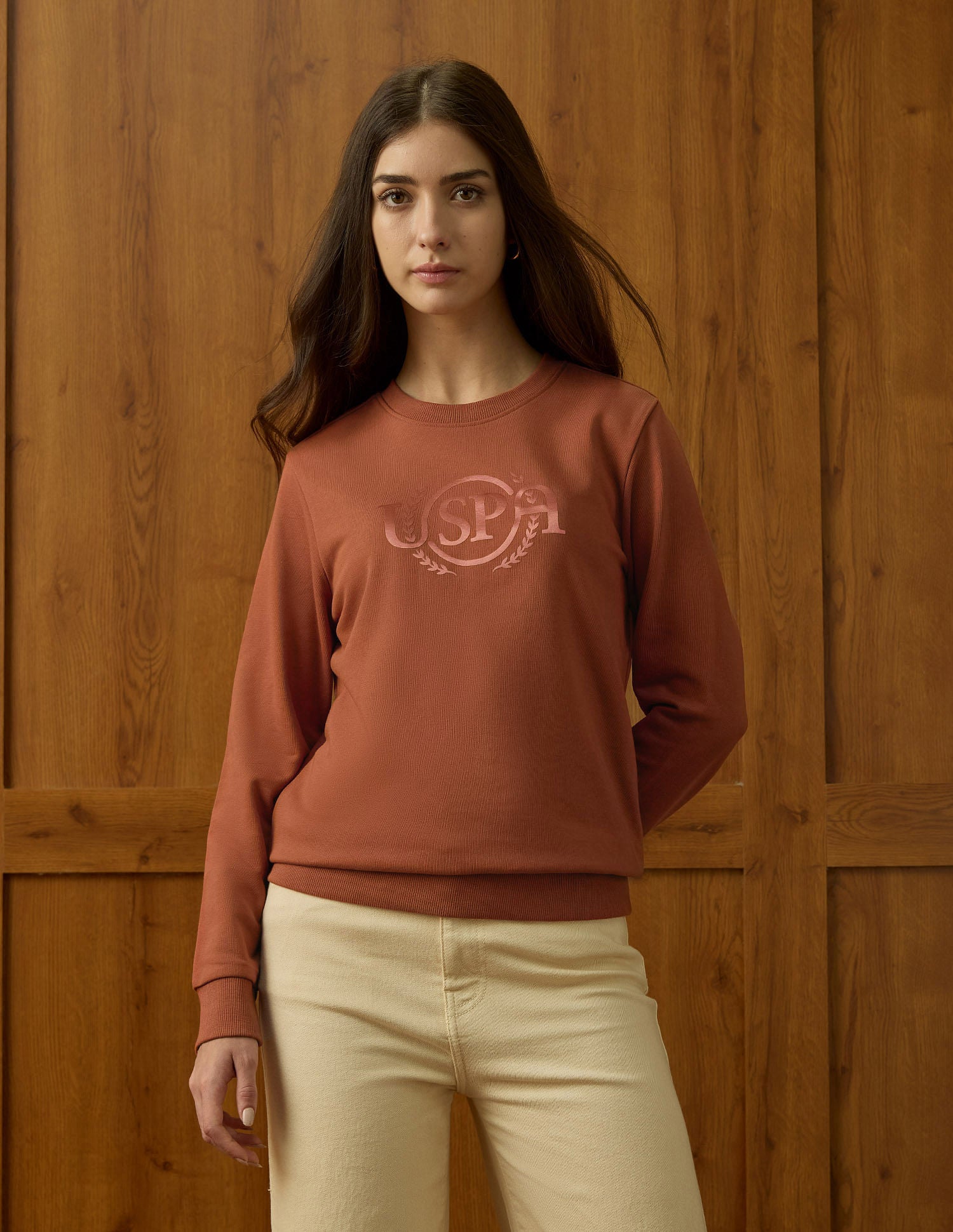 Brand Printed Regular Fit Sweatshirt Rust - U.S. POLO ASSN. | Large